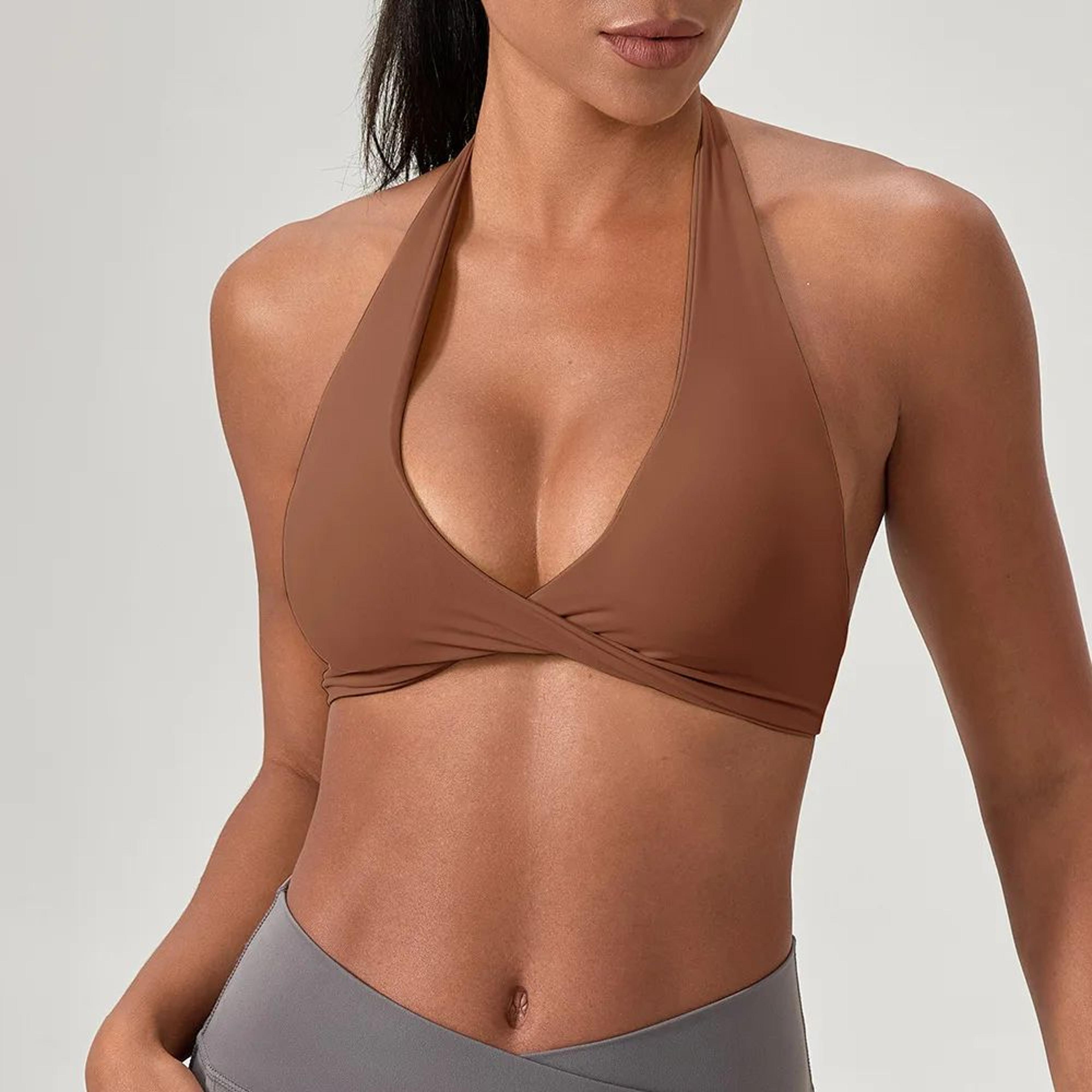 Custom Logo High Support Sports Bra  Open Back Push Up Yoga Tank 11