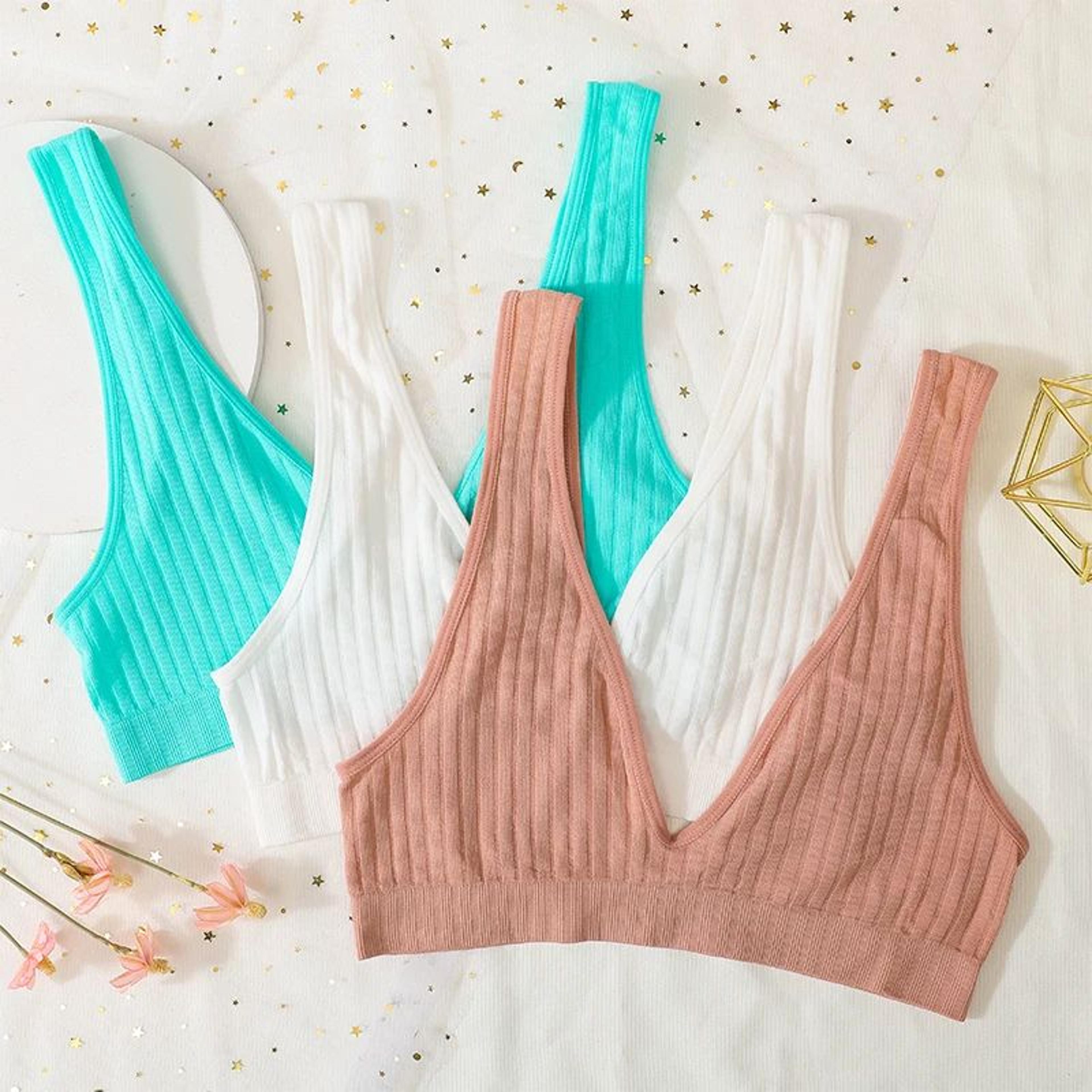 Seamless Deep V Wireless Push Up Bra  Ribbed Bralette Crop Top For Everyday Comfort 3