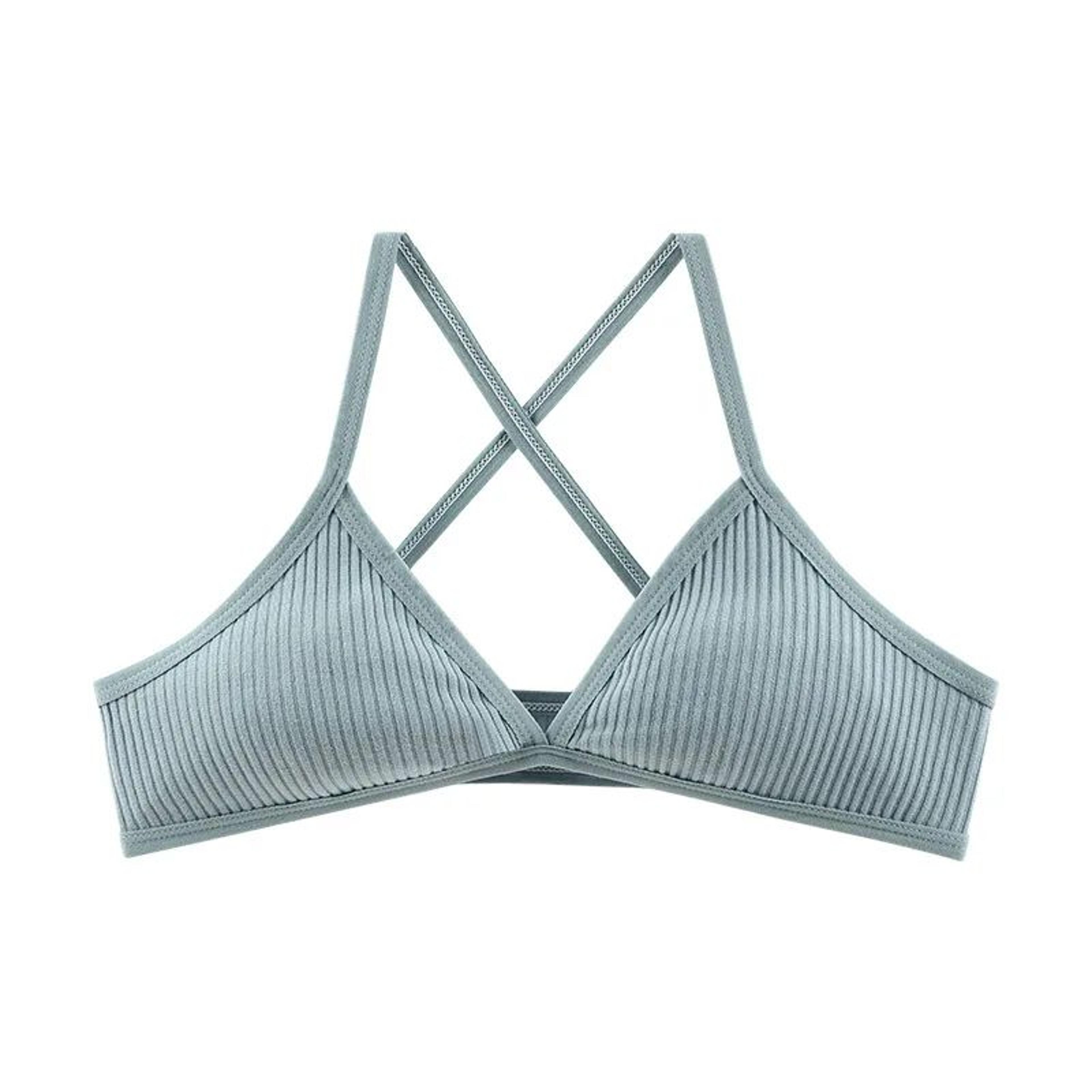 PureEase Cotton Bralette  Deep V Triangle Unlined Wireless Bra With Cross Back 7
