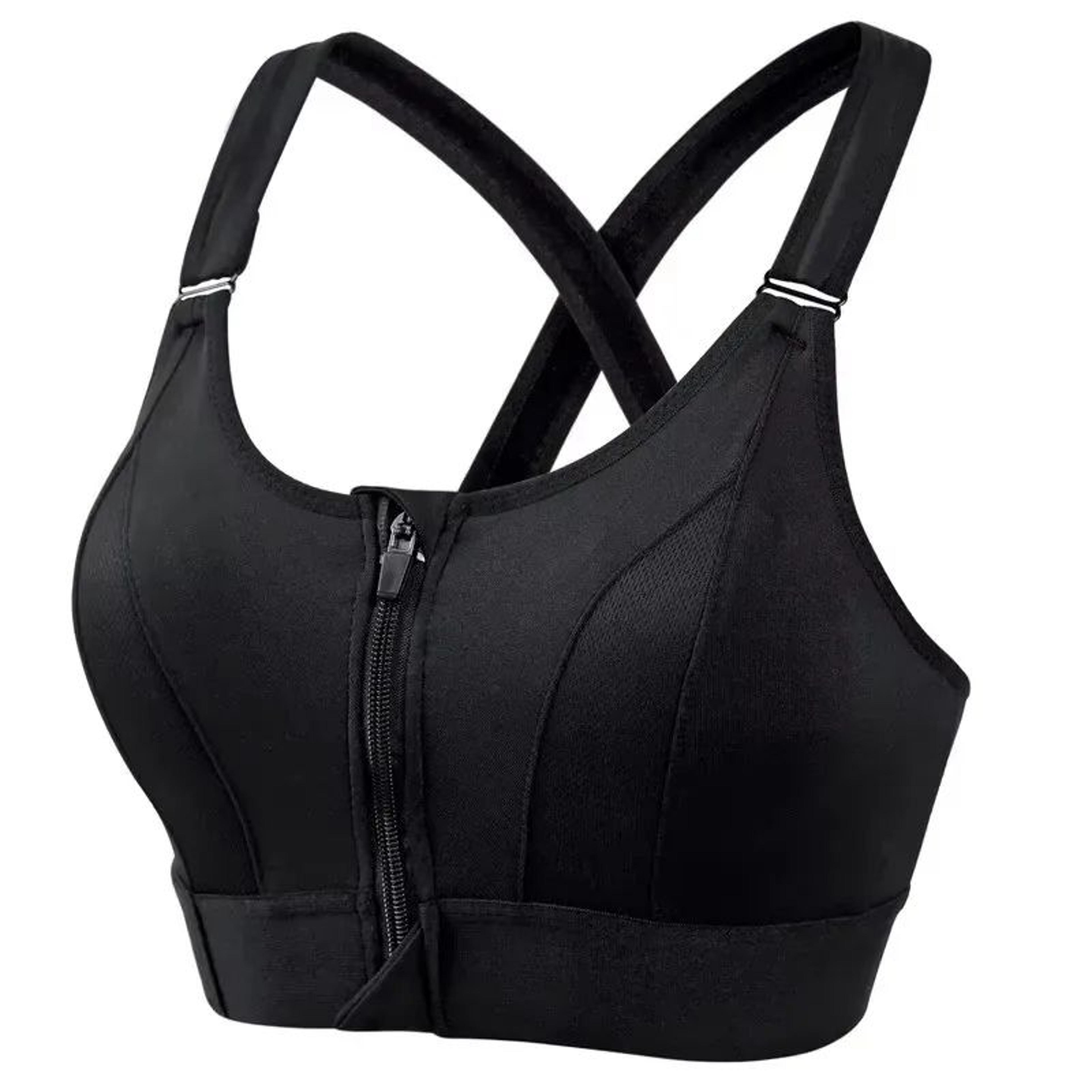 Front Zip High Impact Sports Bra  Adjustable Strap Shockproof Yoga Crop Top 6