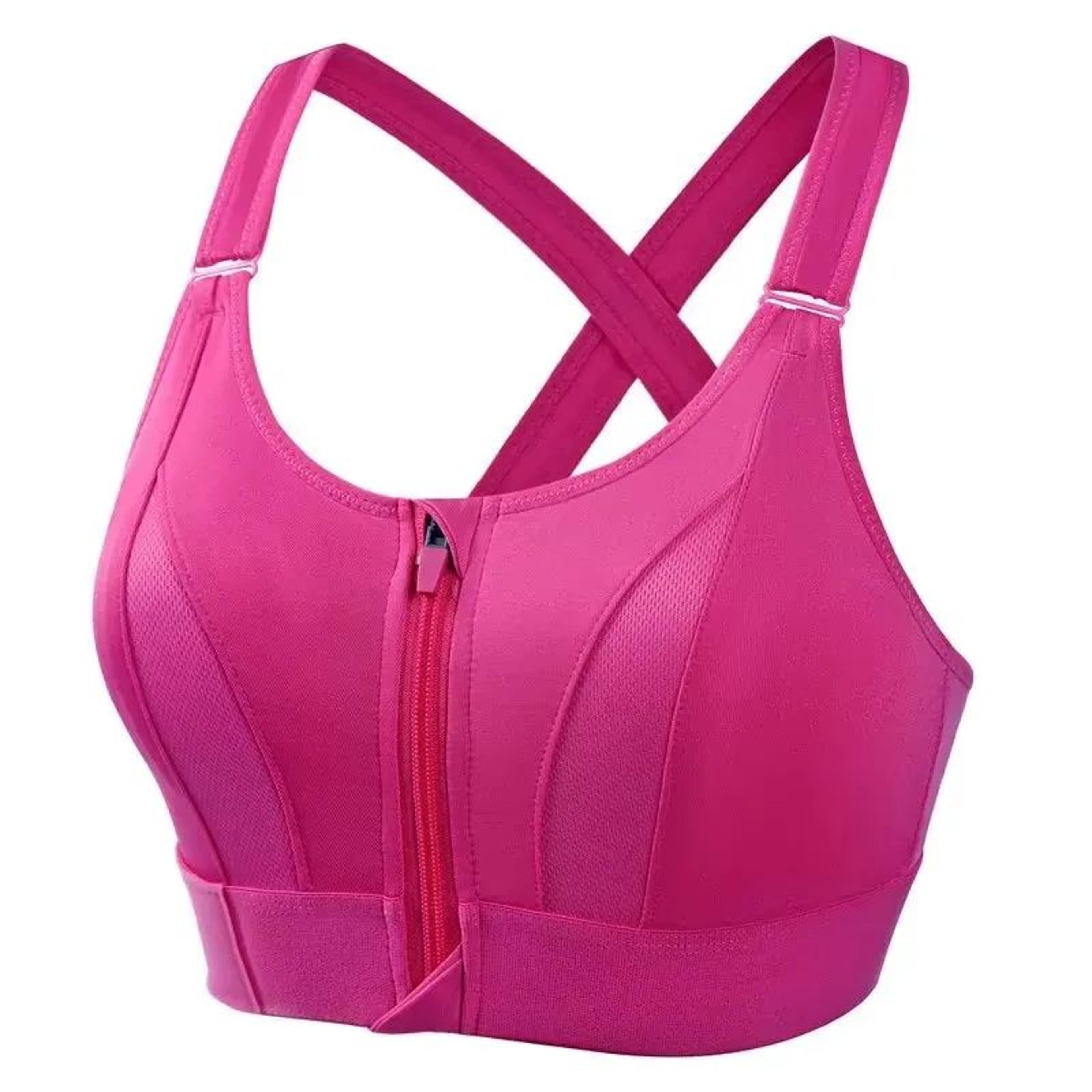 Front Zip High Impact Sports Bra  Adjustable Strap Shockproof Yoga Crop Top 12