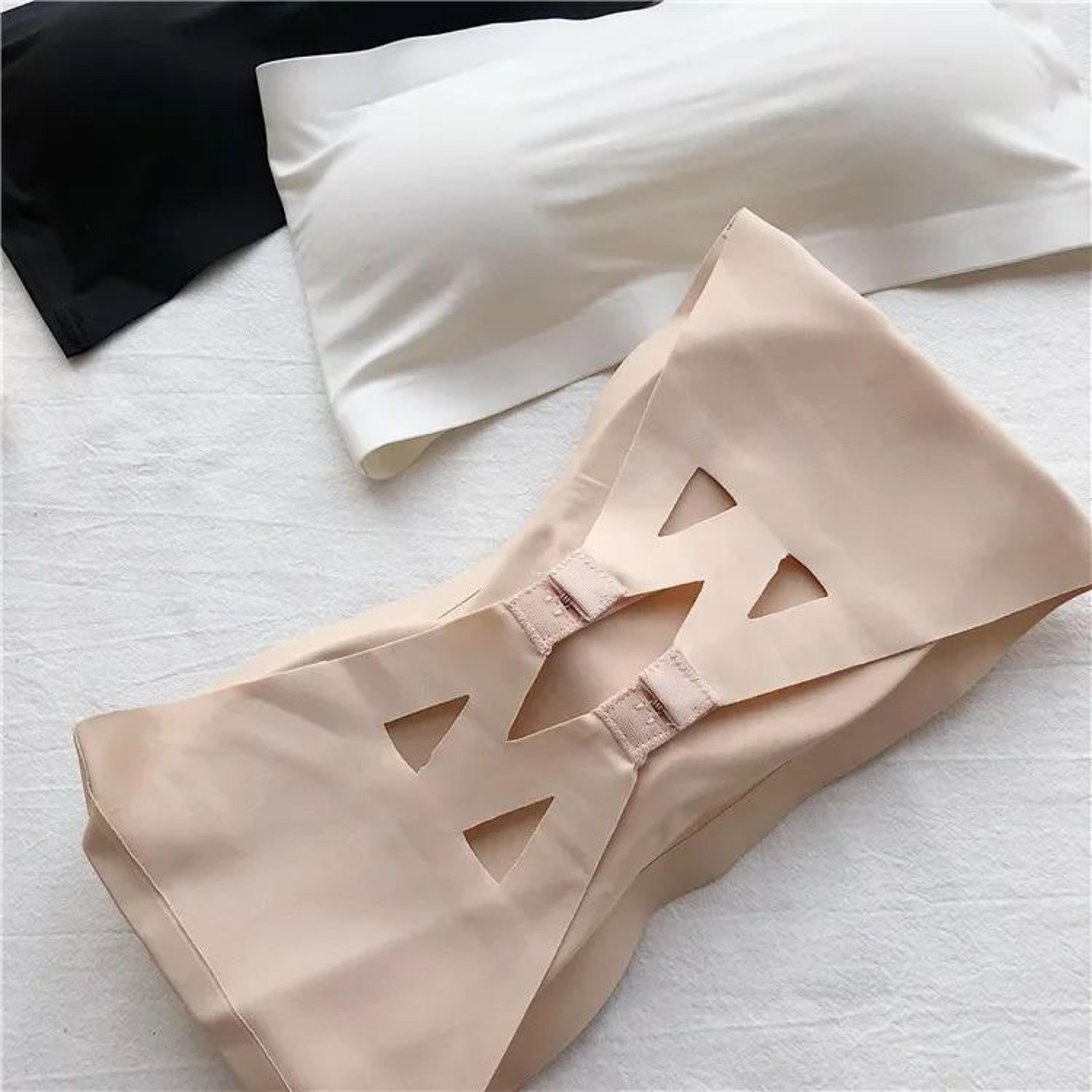 SilkAir Seamless Strapless Ice Silk Bra  Wireless Padded Summer Bandeau For Large Bust 7