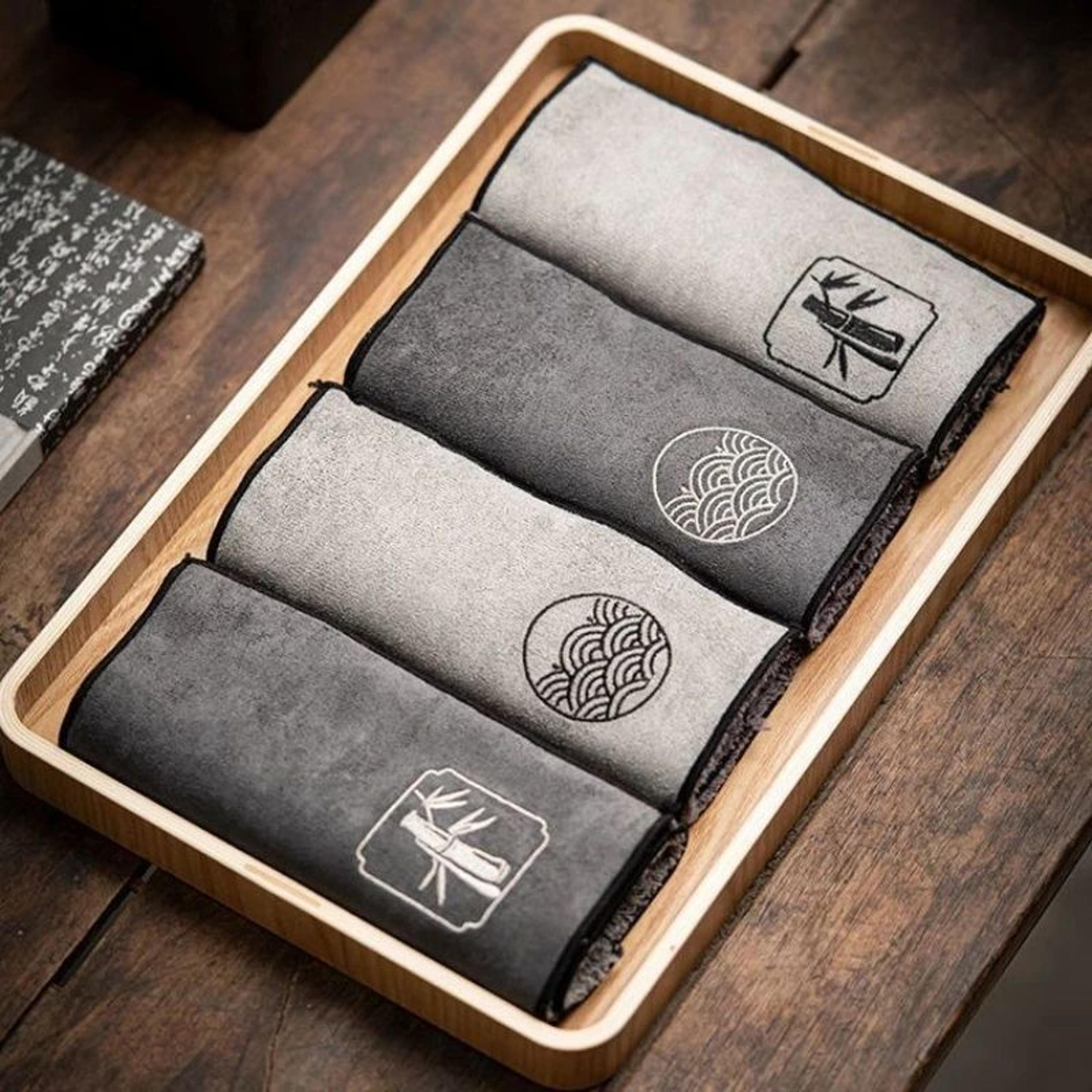 zen absorbent tea towel – cotton linen tea table mat 29.2x17cm for teaware & coffee rituals
