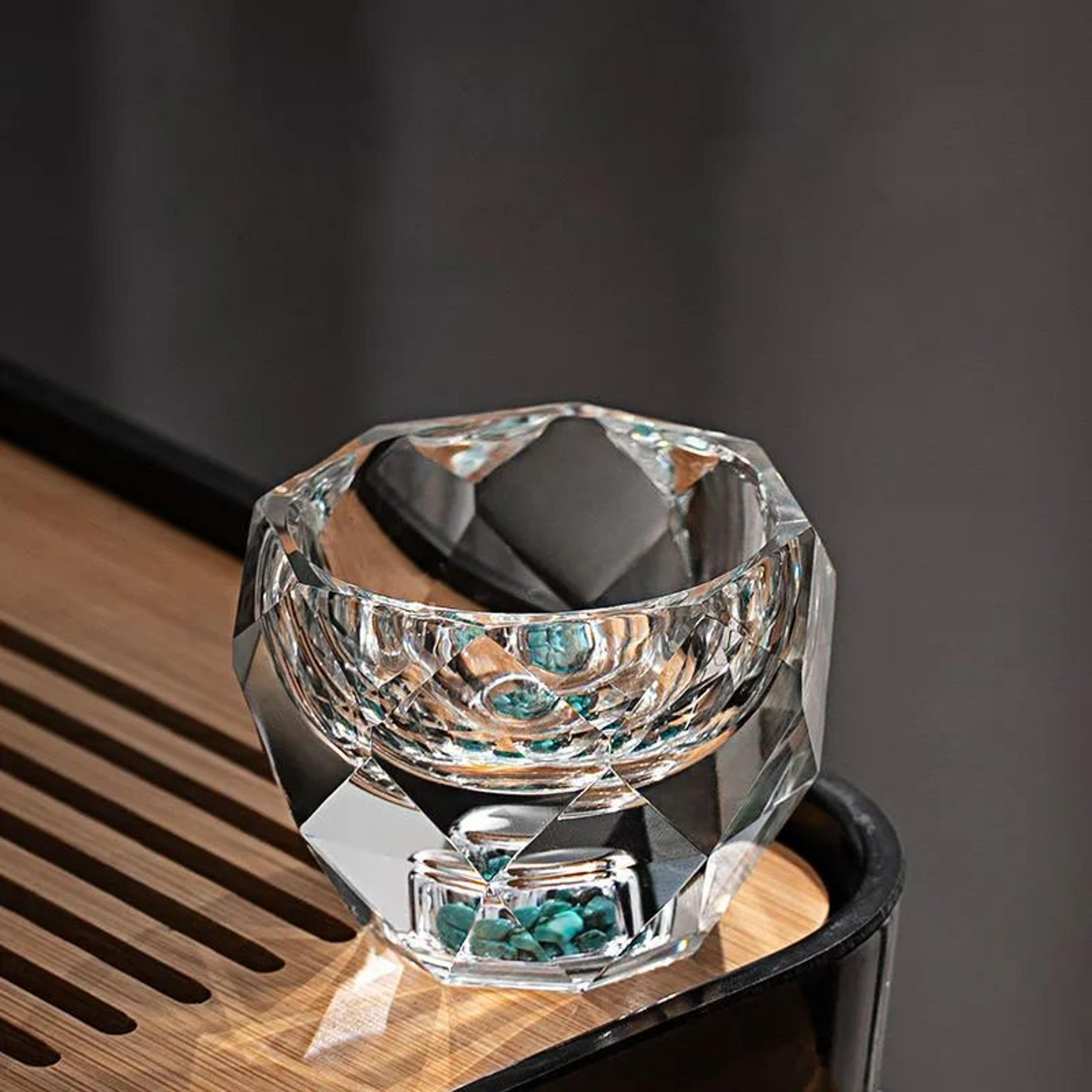 Diamond Faceted 50ml Shot Glass With Double Bottom Crystal Look Whiskey Espresso  Tea 5