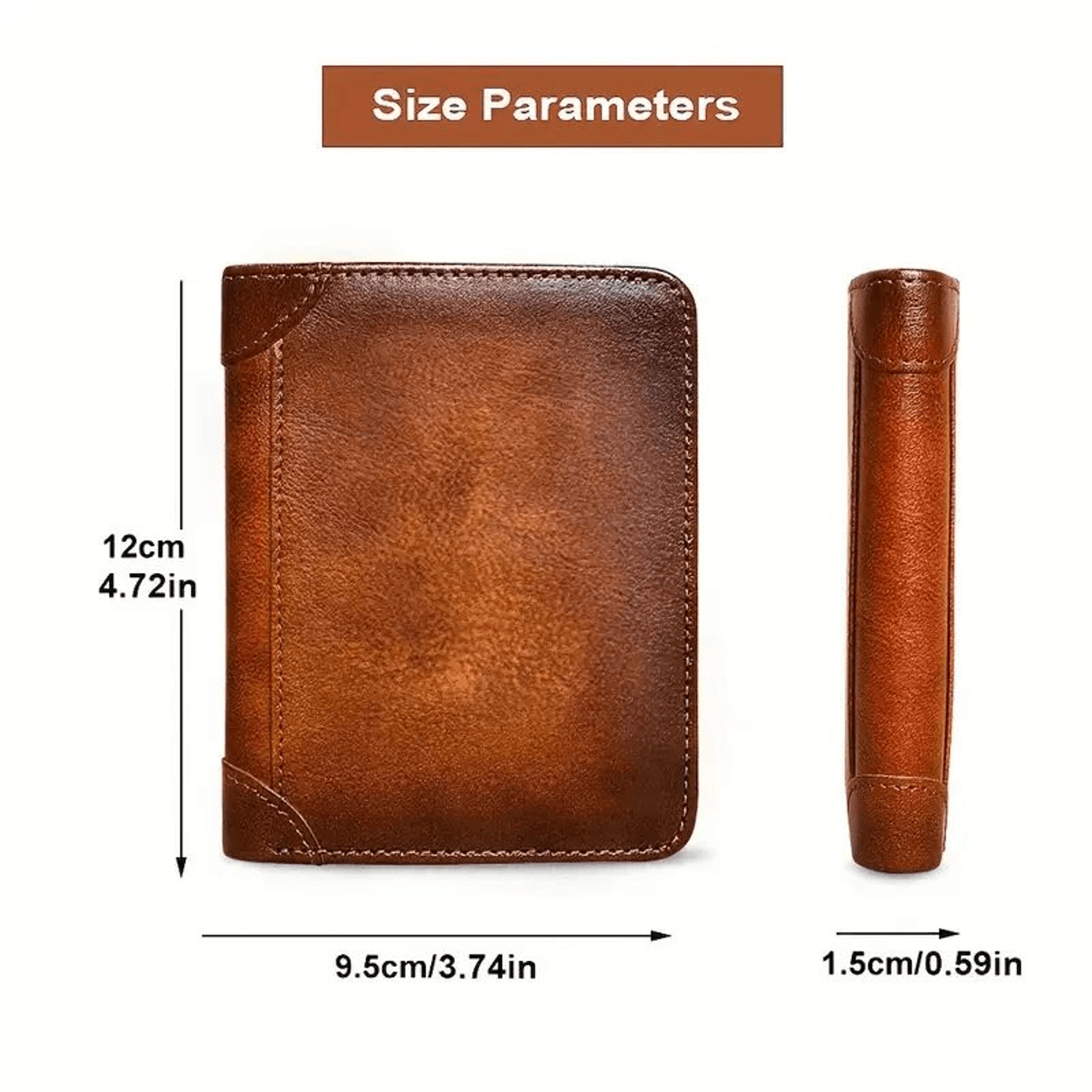 Mens Genuine Leather Wallet RFID Anti Theft Large Capacity Trifold Fashion Card Holder With Photo P