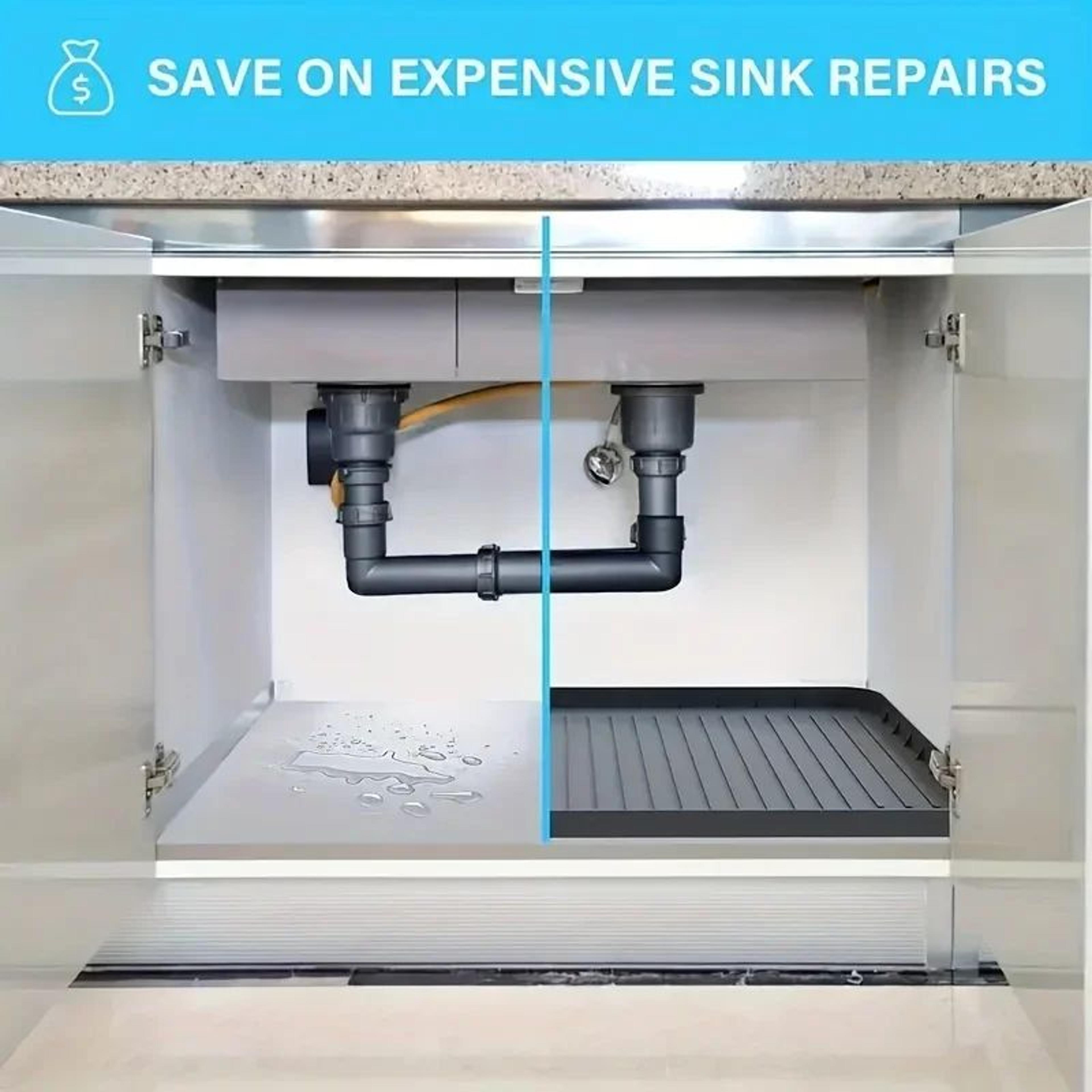 Waterproof Under Sink Mat  Durable Silicone Cabinet Protector  Drip Tray Liner 3