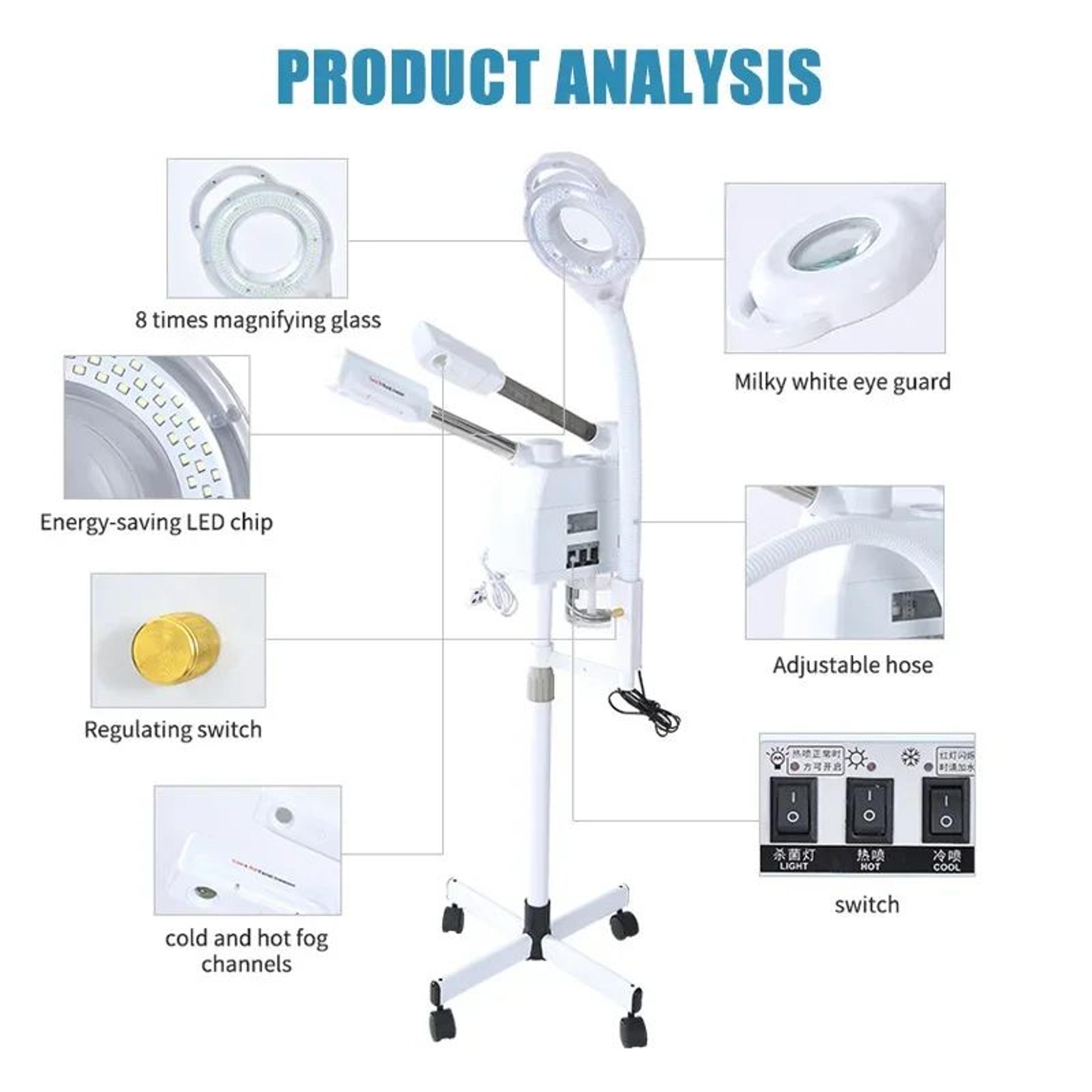 3in1 Nano Ionic Facial Steamer With Ozone  LED Magnifying Lamp 1