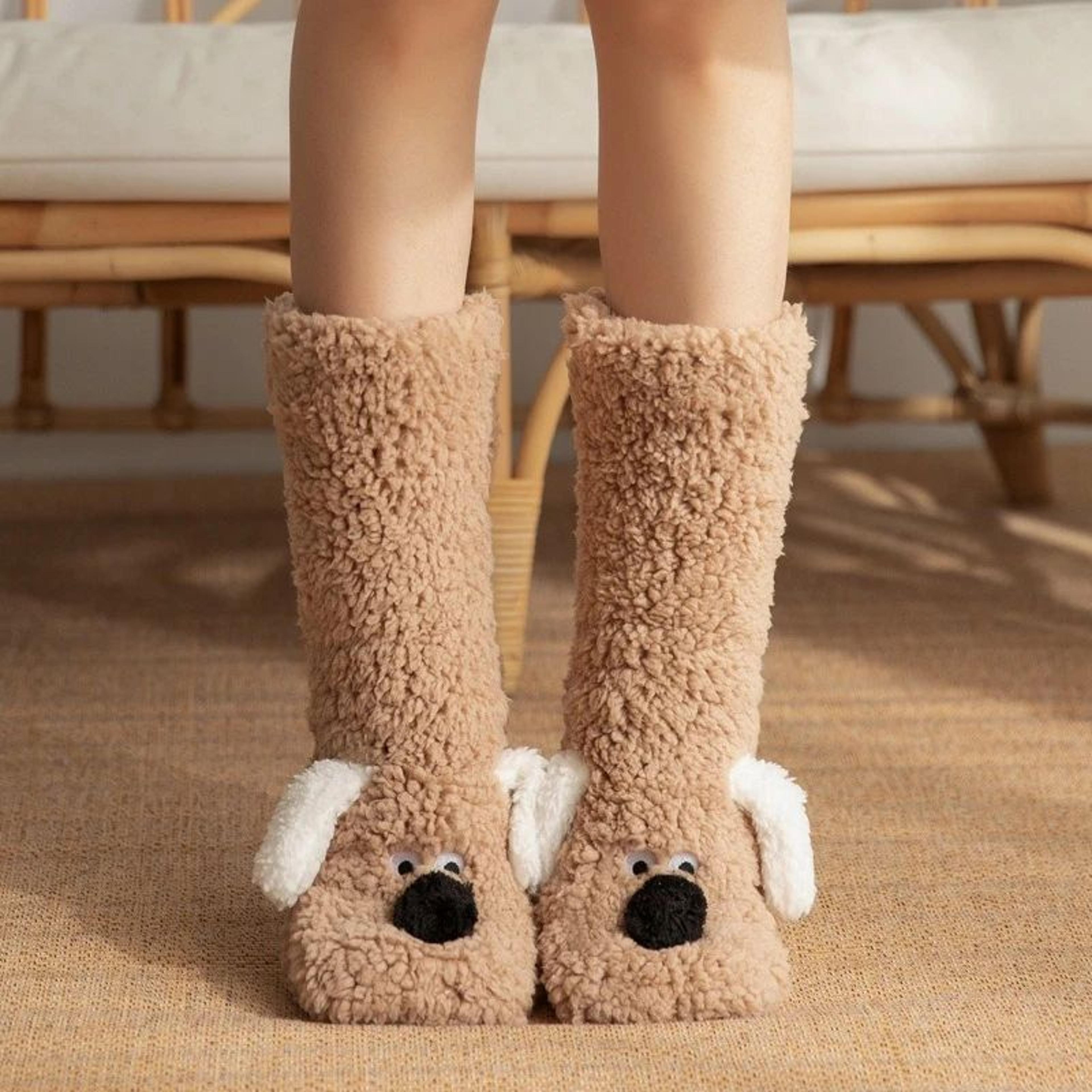 Cozy Dog Snow Slipper Socks  NonSlip Winter Floor Socks For Women  Couples 11