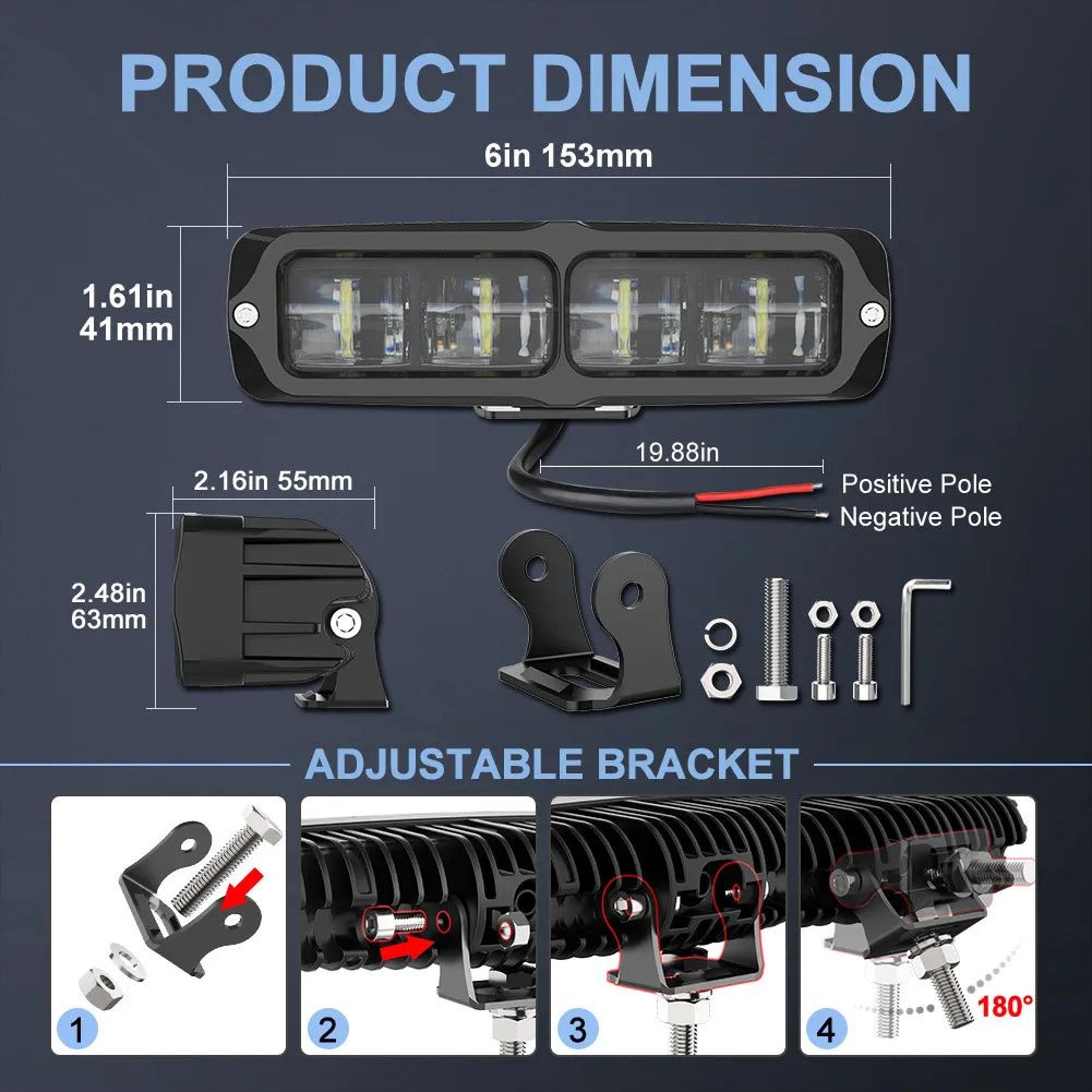 AllTerrain 6 Offroad LED Light Bar  UltraBright 6D Work  Driving Light For 12V24V Trucks ATVs  SUVs 1