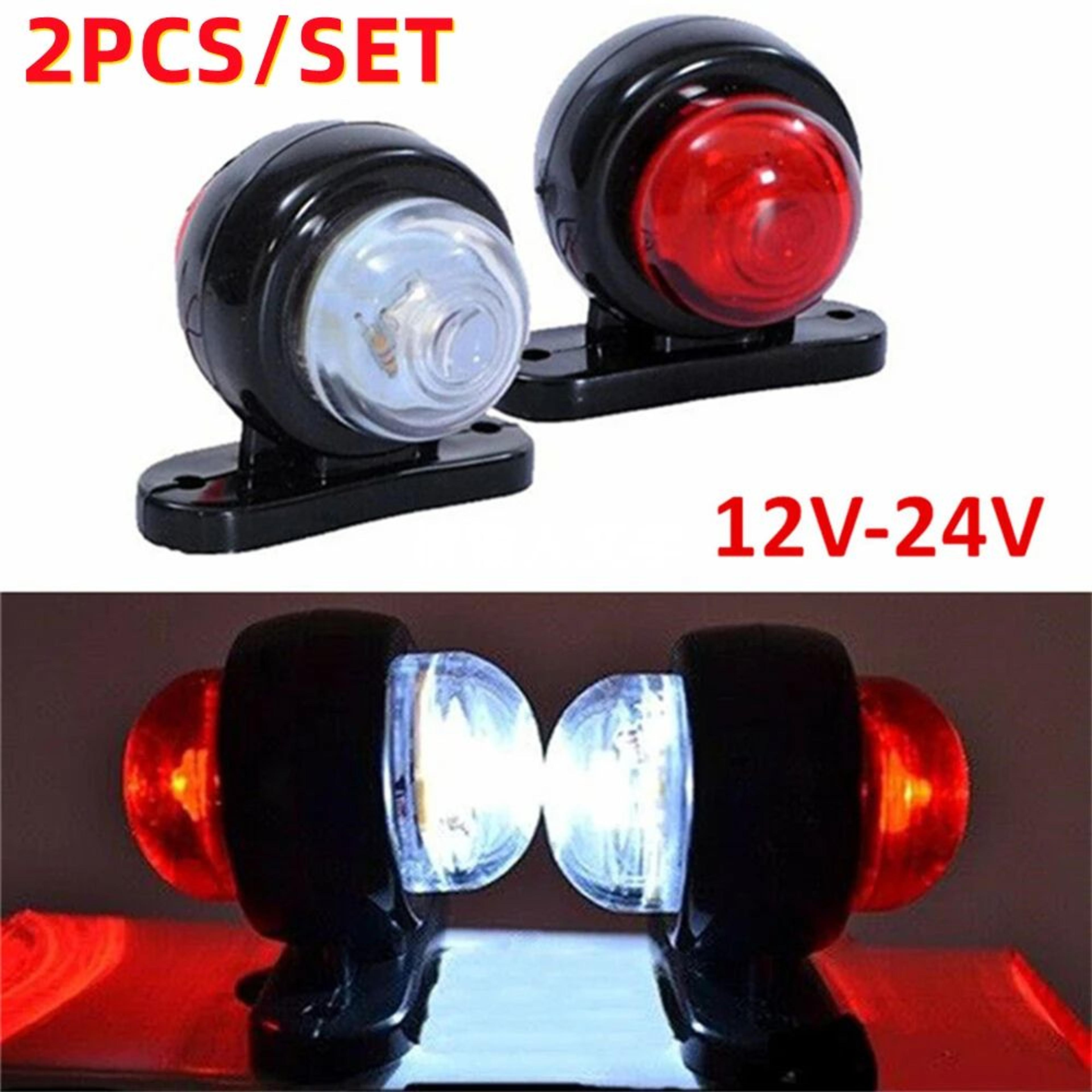 24v dual-color led side marker & truck trailer outline marker light set (2-pack)