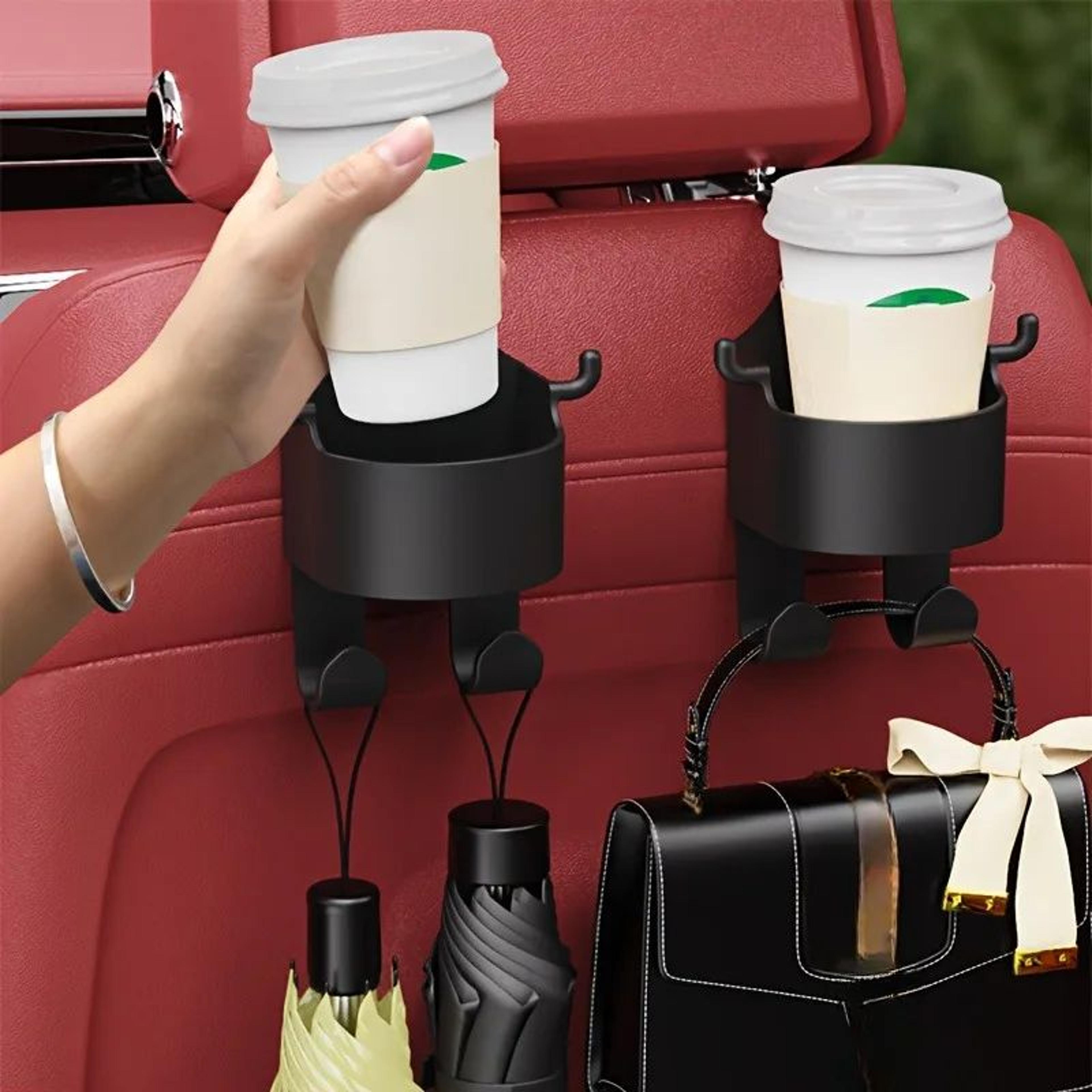 2-in-1 car seat cup holder & hook organizer for back seat