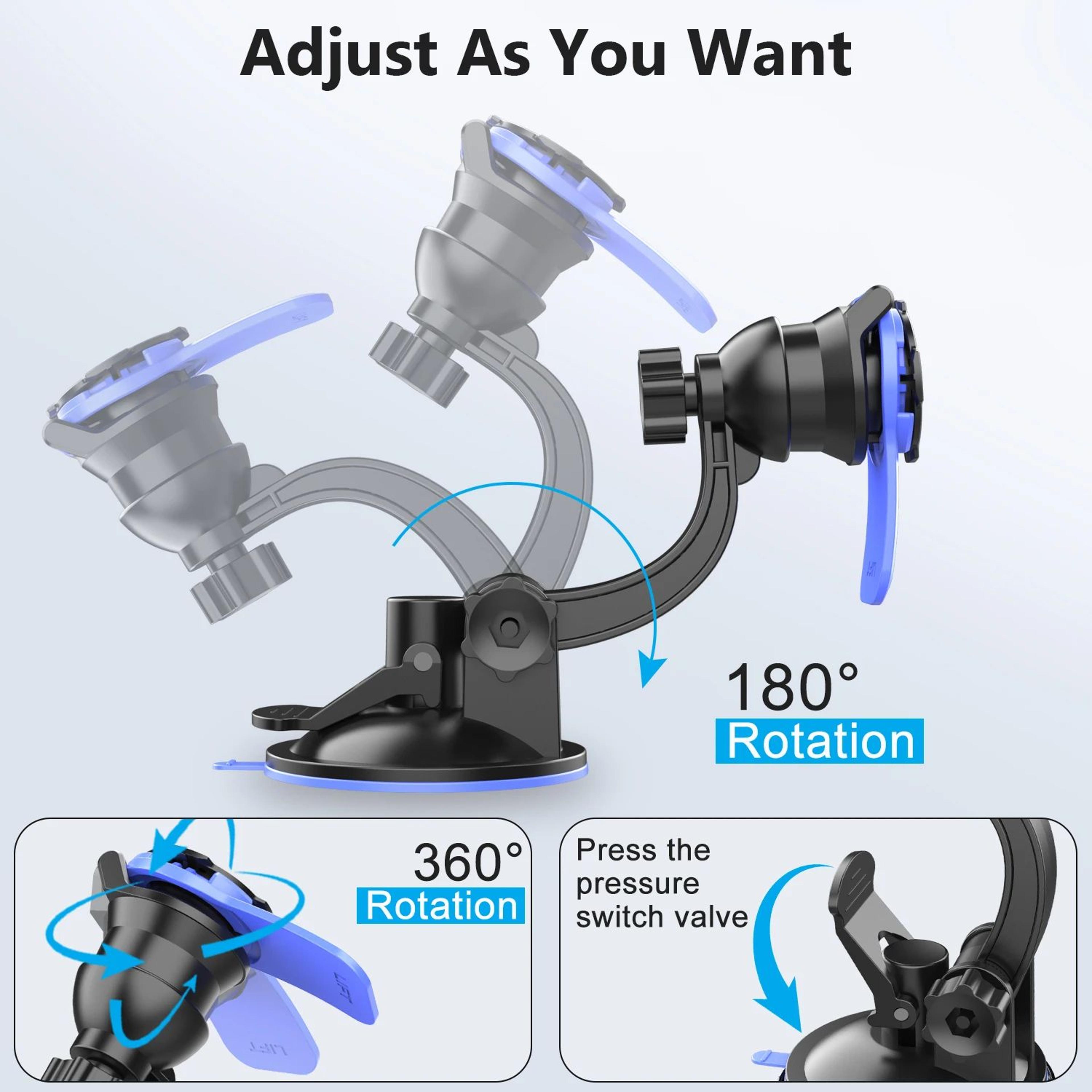 360 Rotating Car Phone Mount  Universal DashboardWindshield Suction Holder For Cars  Trucks 3