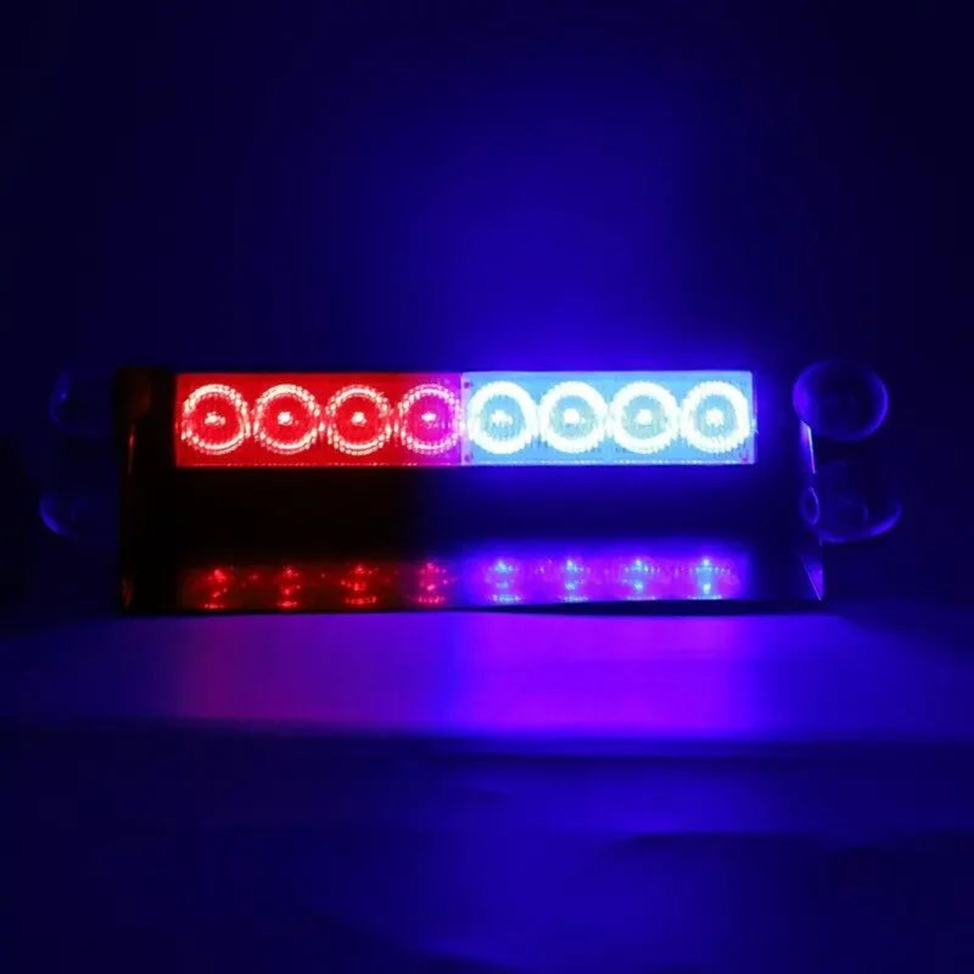 Universal 8LED Car Emergency Strobe Light  12V Red  Blue Flashing Grill Beacon 7