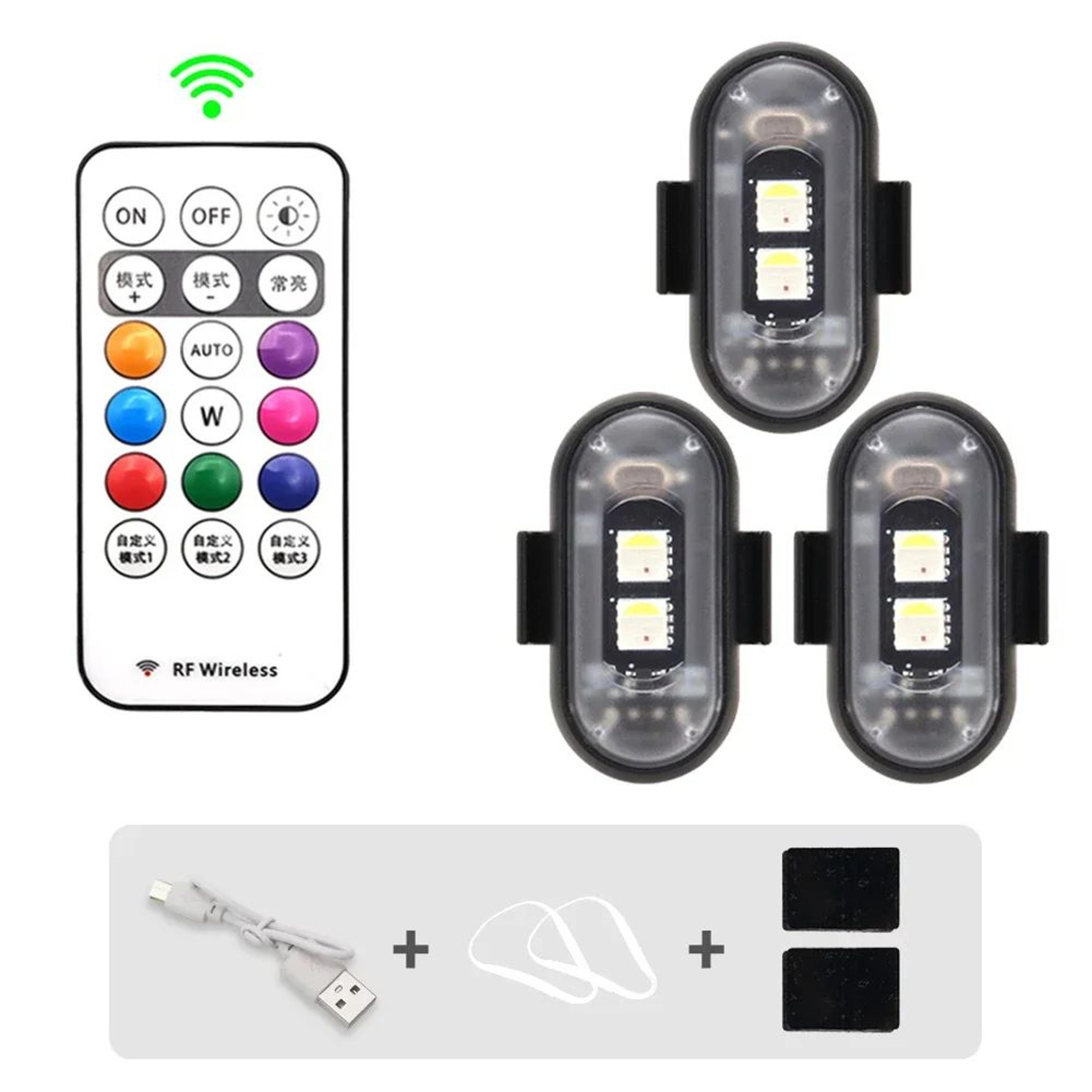 RGB LED Strobe Warning Lights  Wireless 8Color Safety Lights For Car  Motorcycle 8