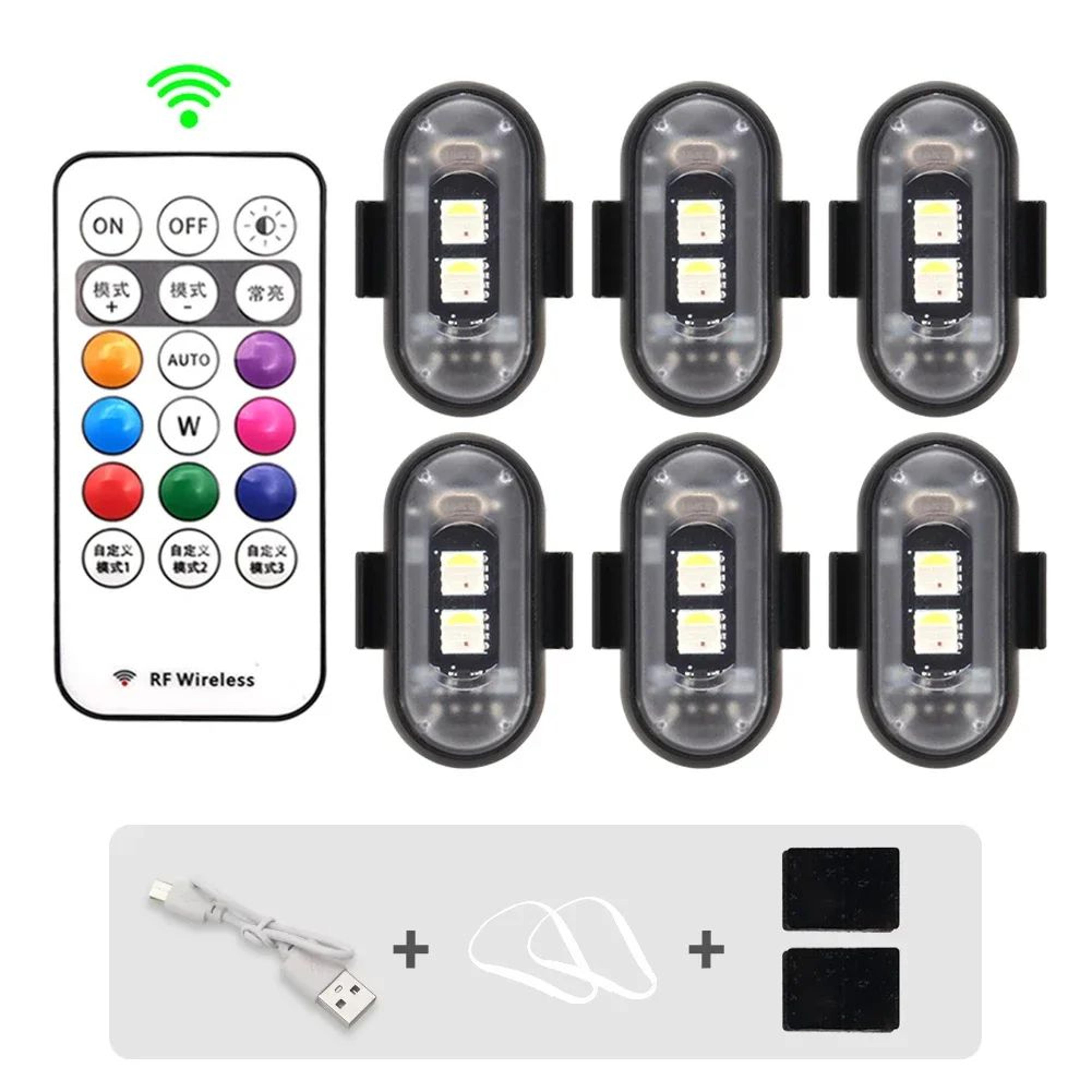 RGB LED Strobe Warning Lights  Wireless 8Color Safety Lights For Car  Motorcycle 11