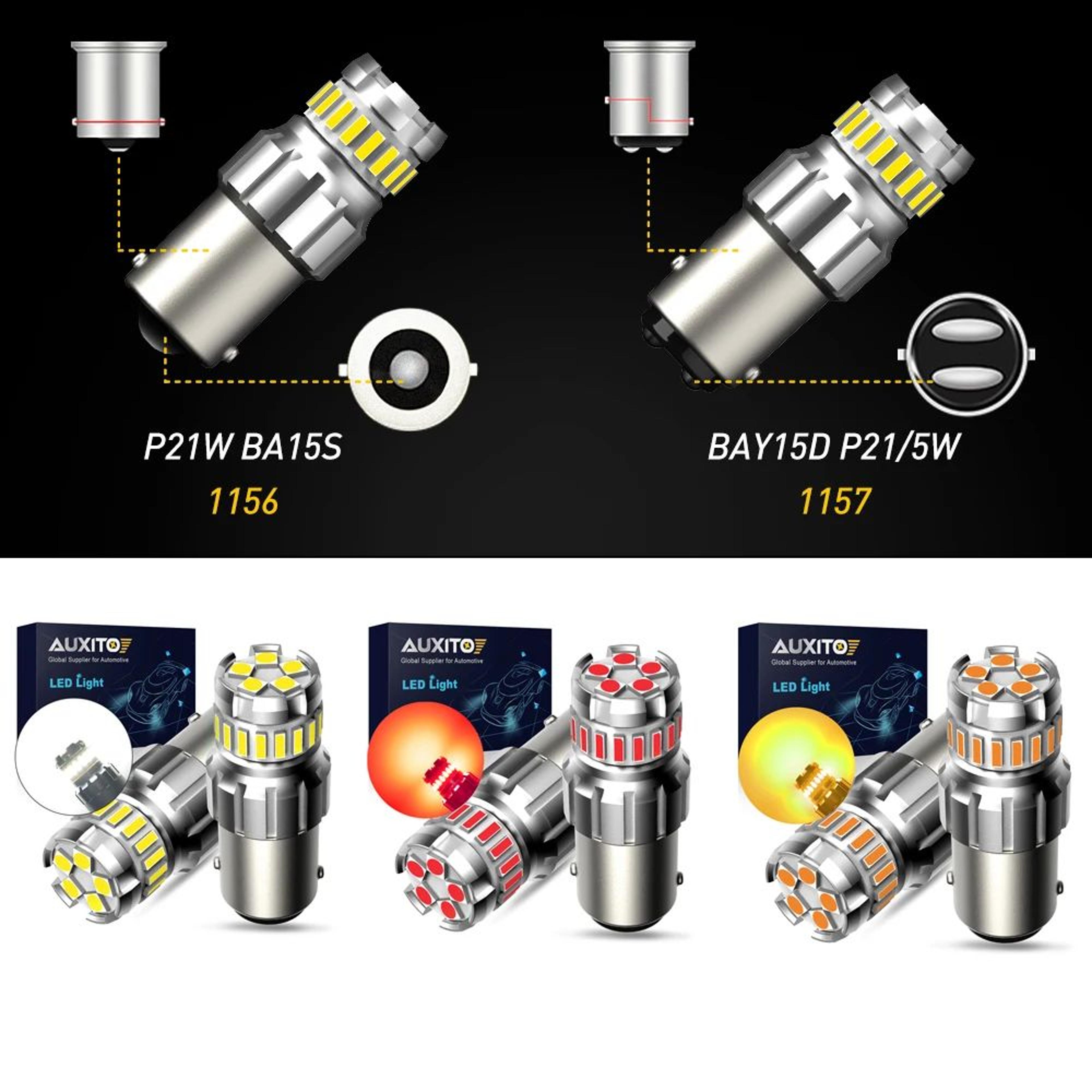AUXITO 2Pack 1156 LED Bulb  1157 LED Bulb Upgrade BA15SBAY15D For Brighter Brake Reverse  DRL Light 5