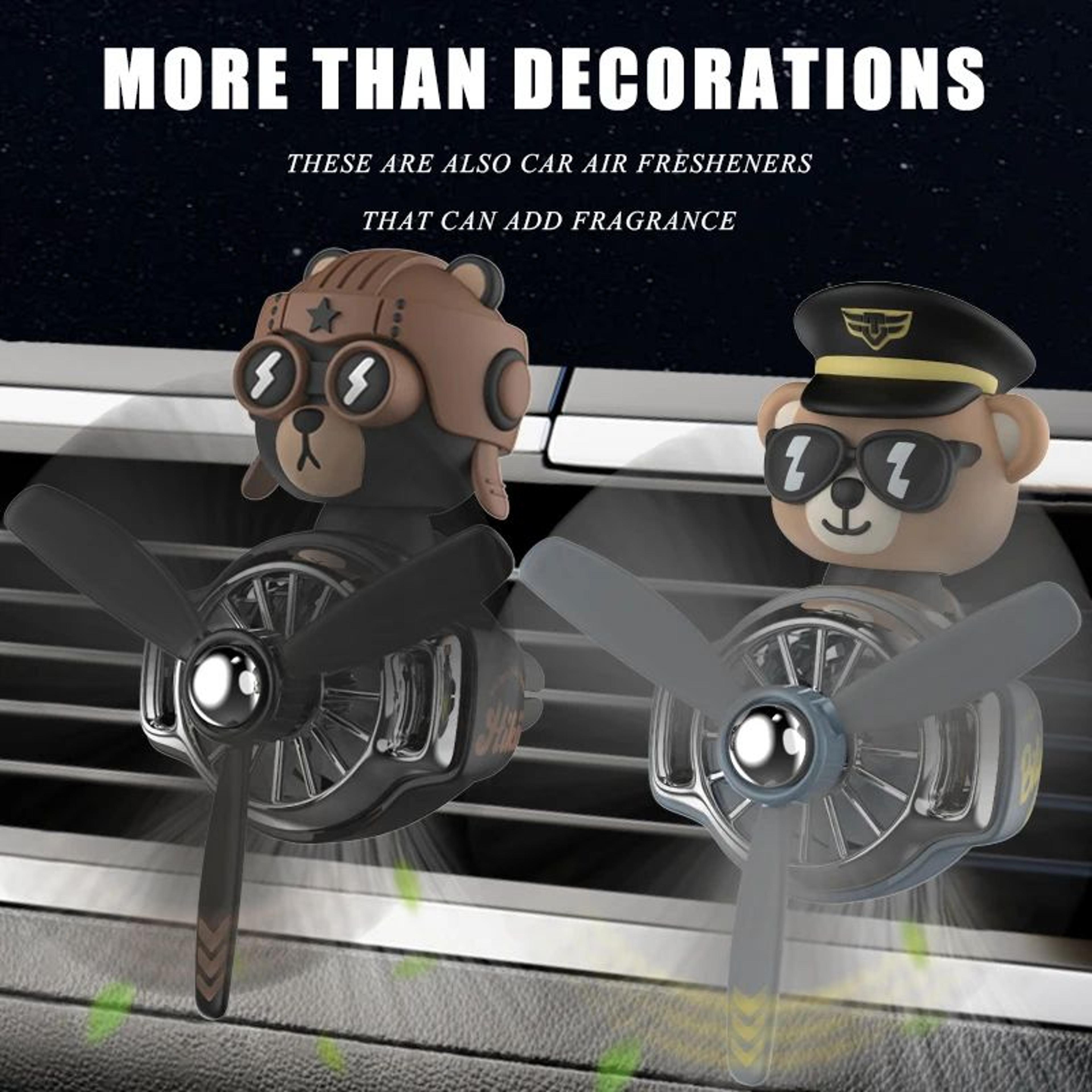 Bear Pilot Rotating Car Vent Air Freshener  Refillable Vent Clip Fragrance Diffuser With Propeller 3
