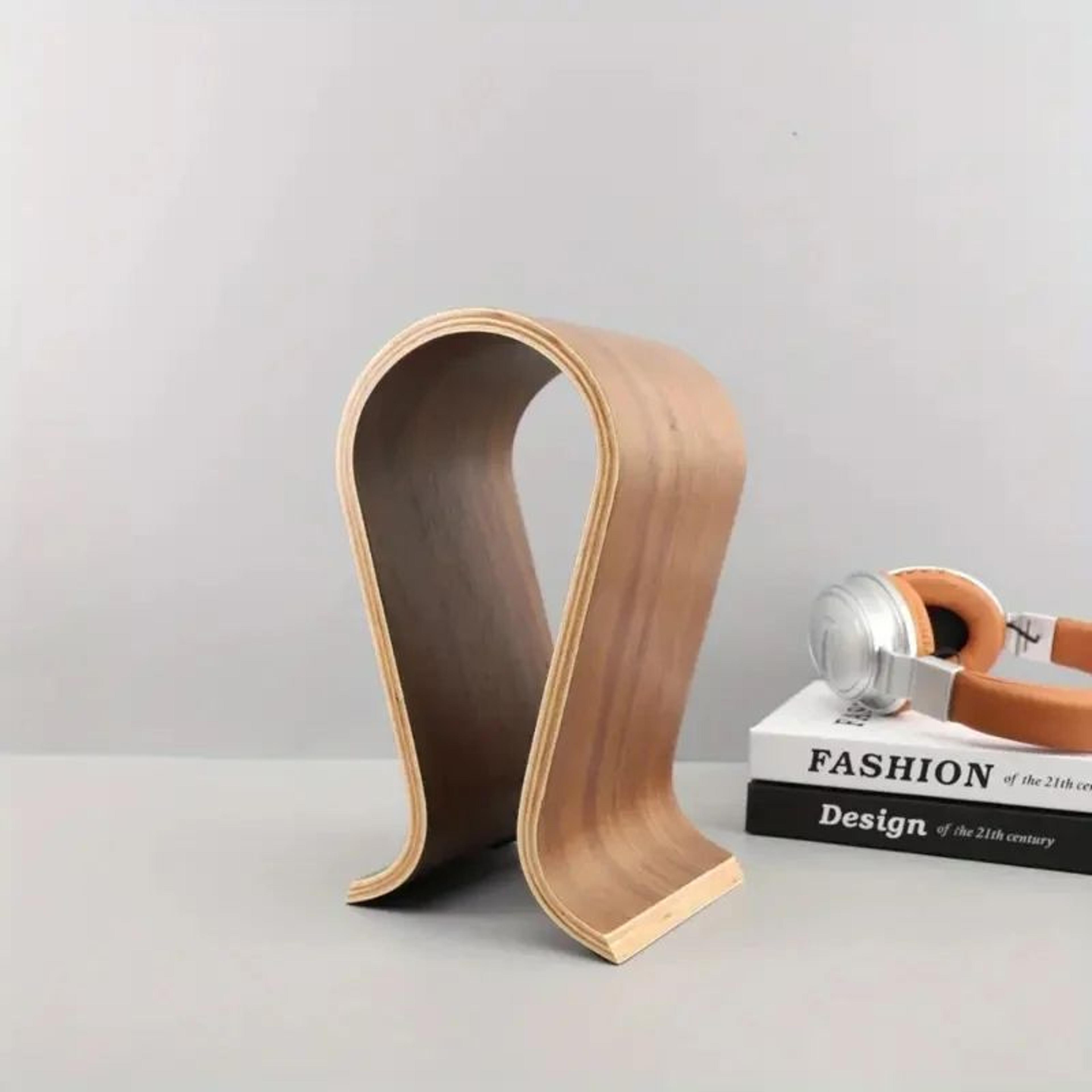 UShaped Wooden Headphone Stand For Desk  Desktop Headphone Holder  Display 1