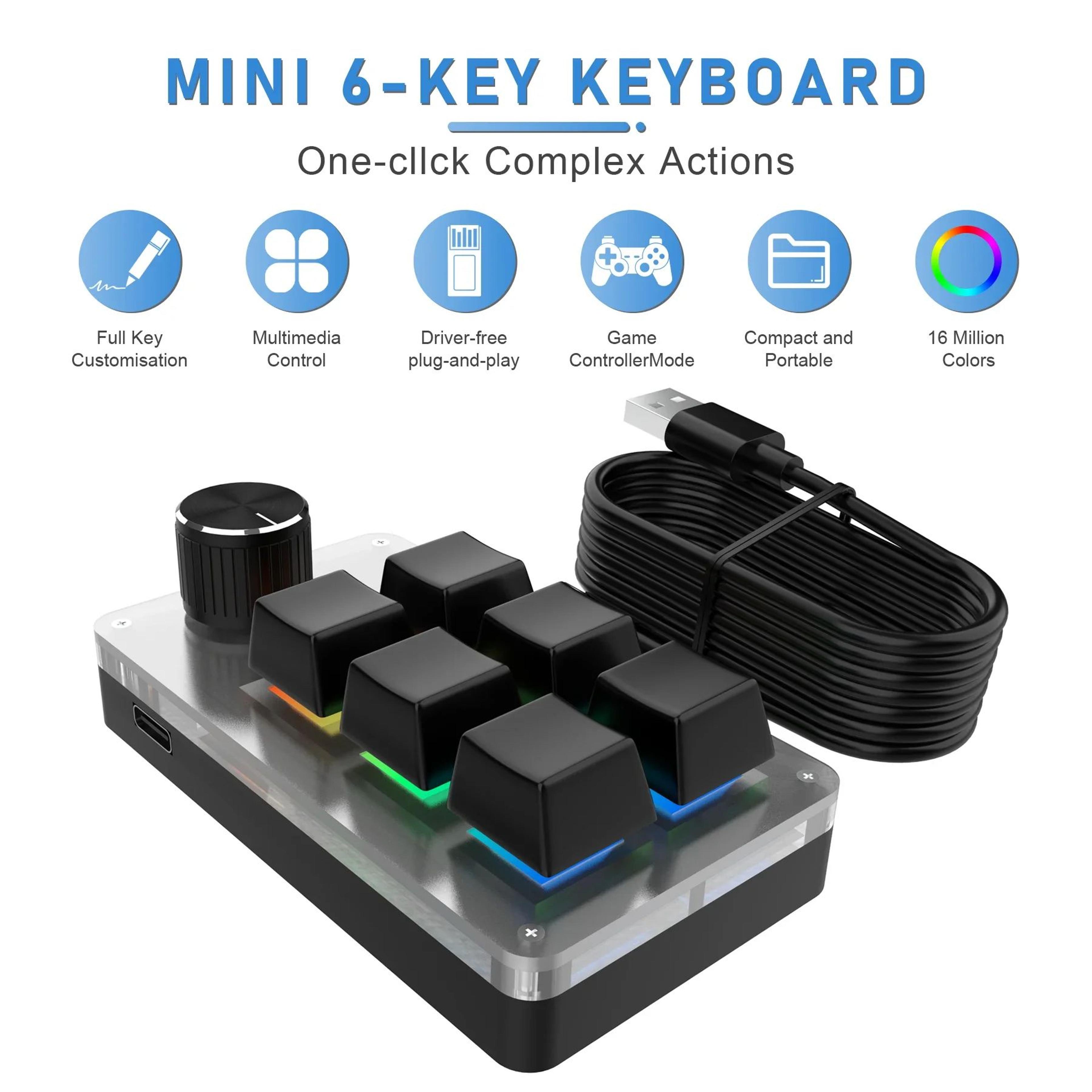RGB Programmable Macro Keypad With Control Knob  6Key Mechanical Mini Keyboard For Gaming  Creative 1
