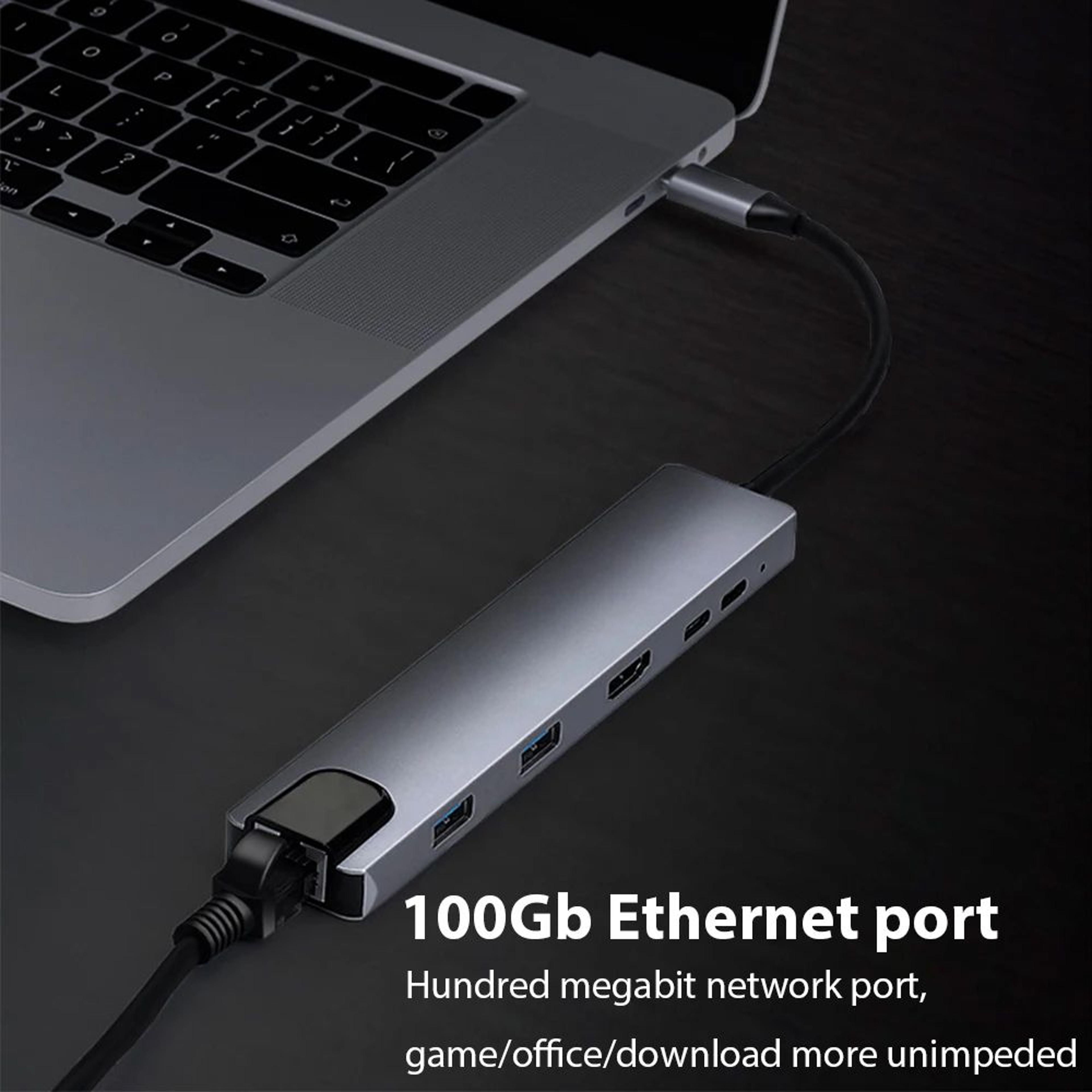 6in1 USBC Hub Docking Station With Ethernet  65W Charging 3