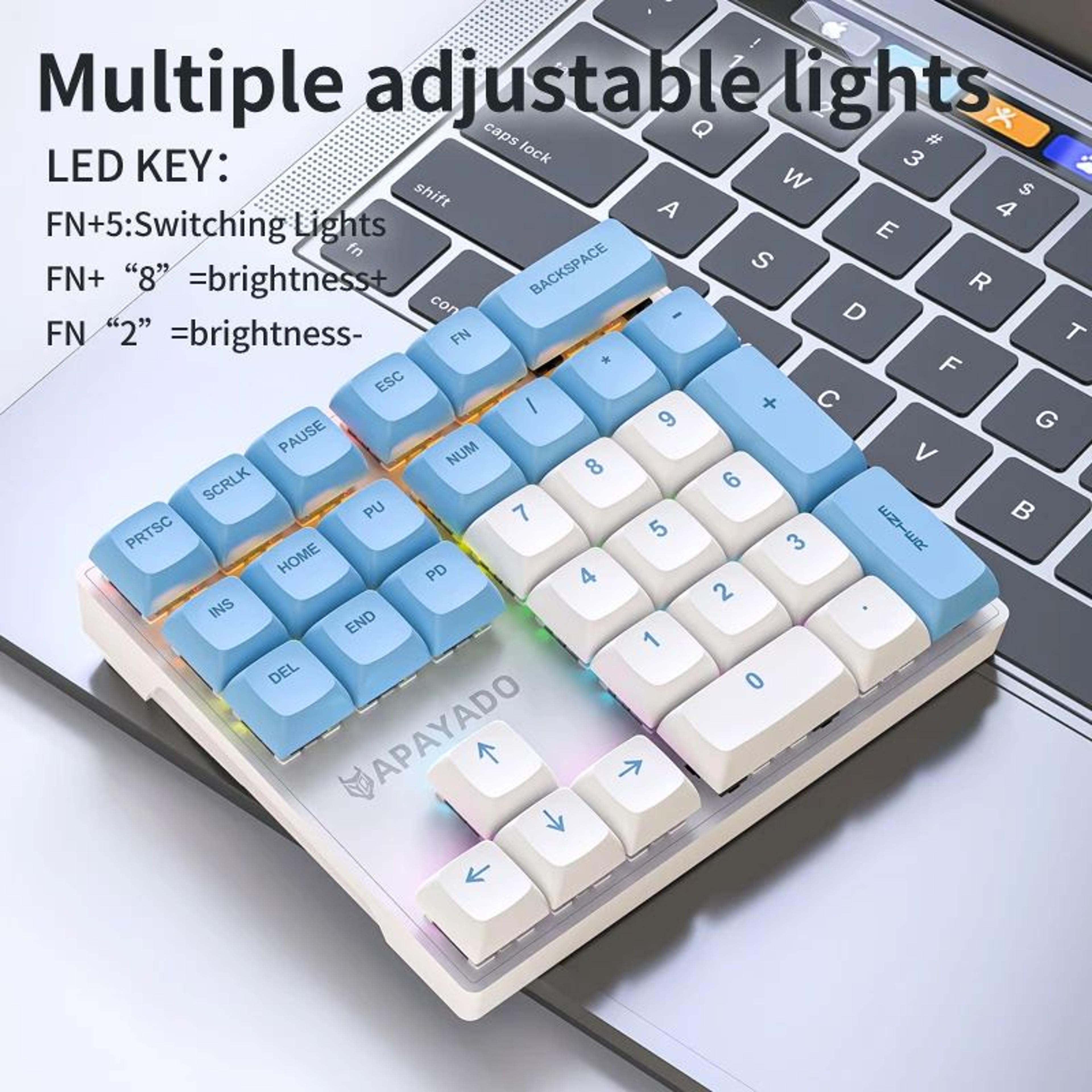 APAYADO K33 Mini Mechanical Numeric Keypad With RGB Backlight  PBT Keycaps 3