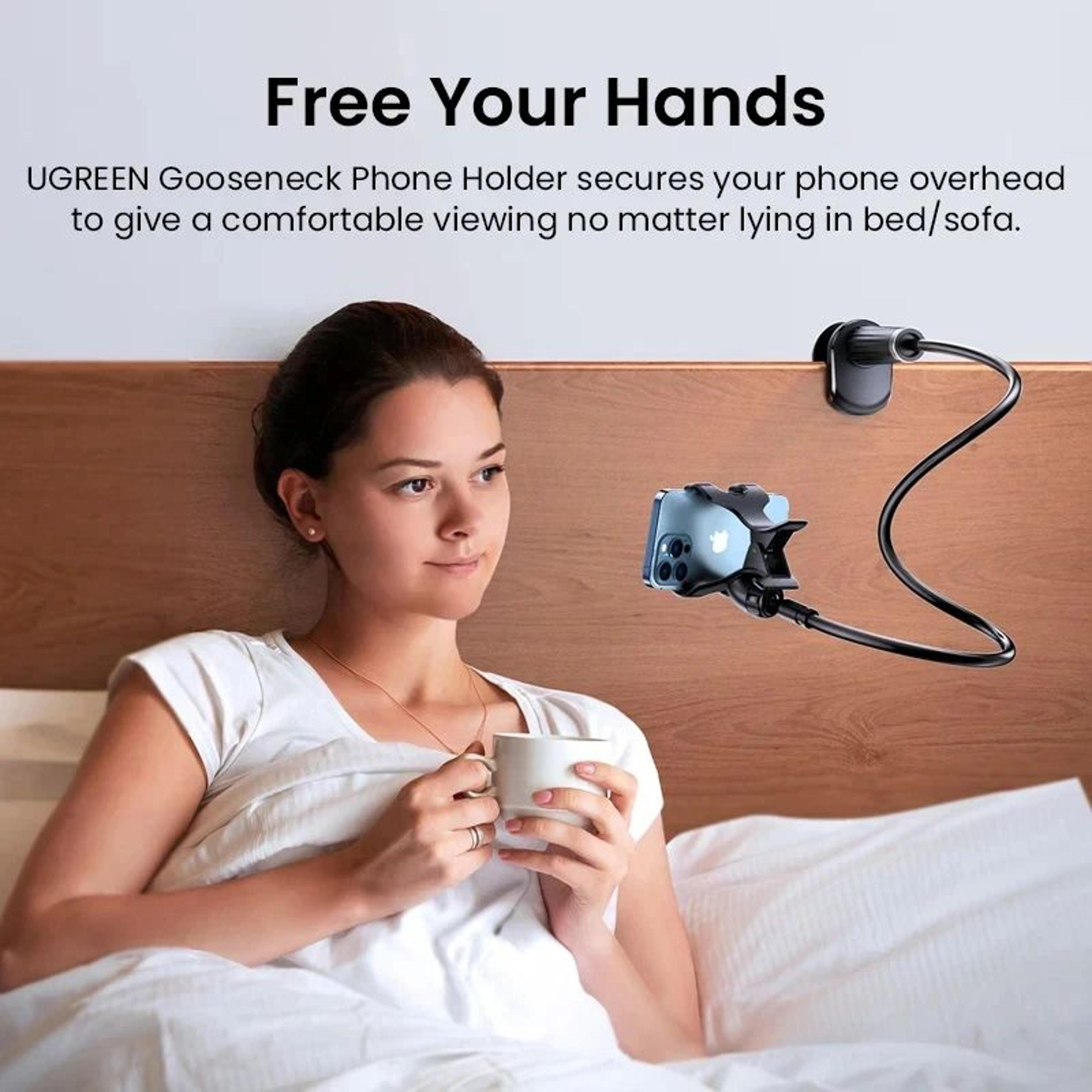 Universal Adjustable Phone Stand With Rotating Clip  Bedside  Desk HandsFree Holder 2
