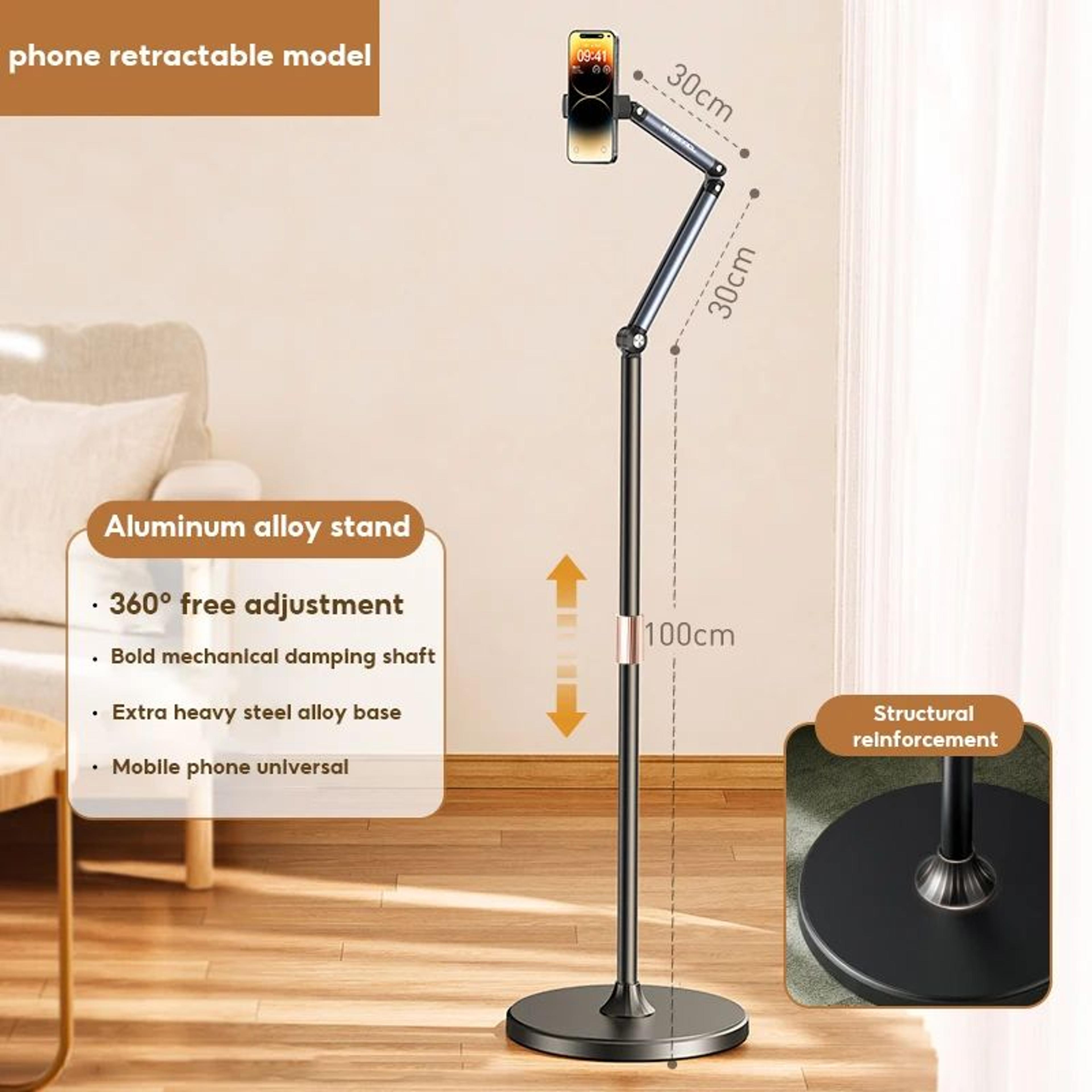 Adjustable Floor Tablet Stand With 360 Rotating Clip  Aluminum IPad Stand For HandsFree Viewing 6