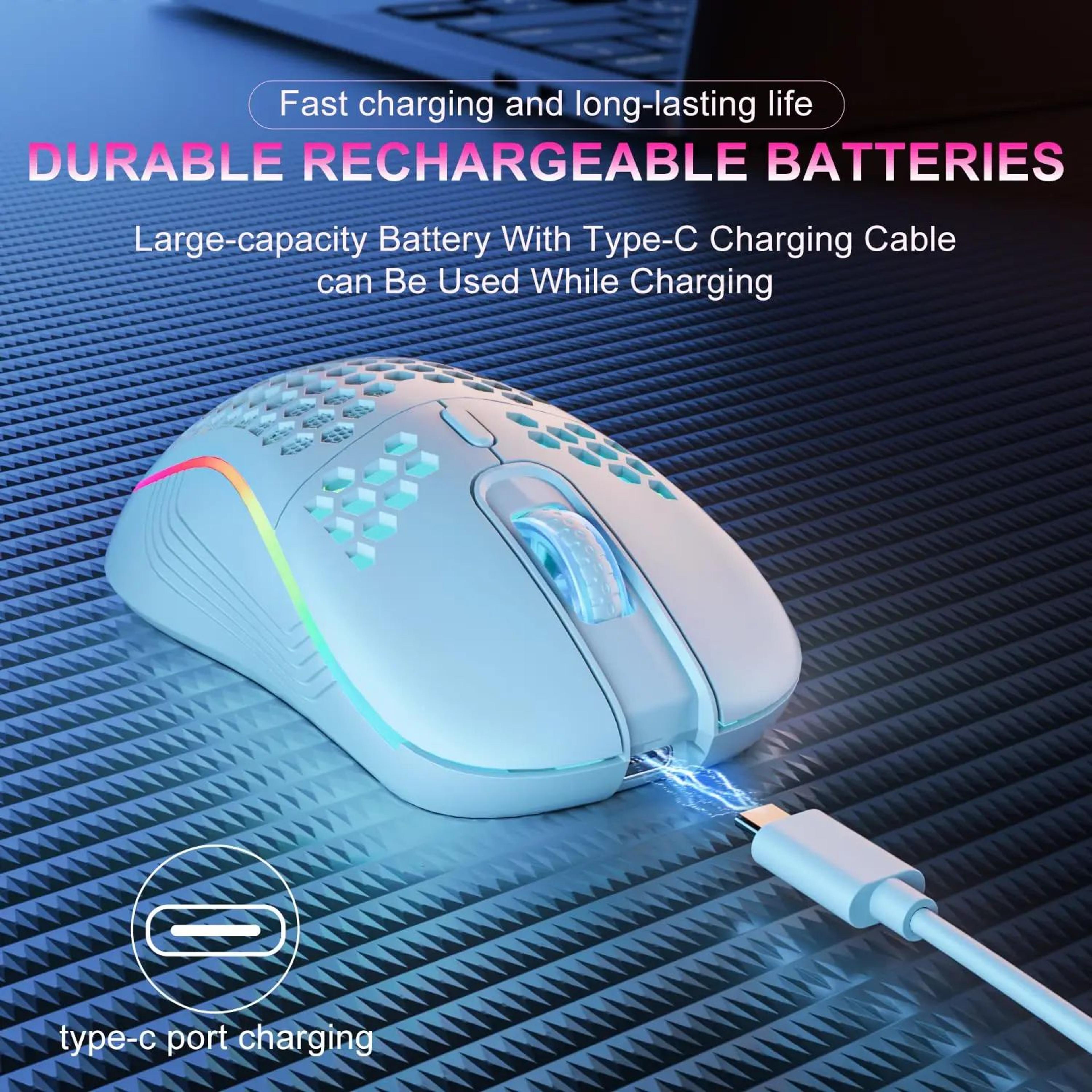 RGB Honeycomb Wireless Gaming Mouse  Rechargeable Ergonomic 6Button Precision Mouse 4