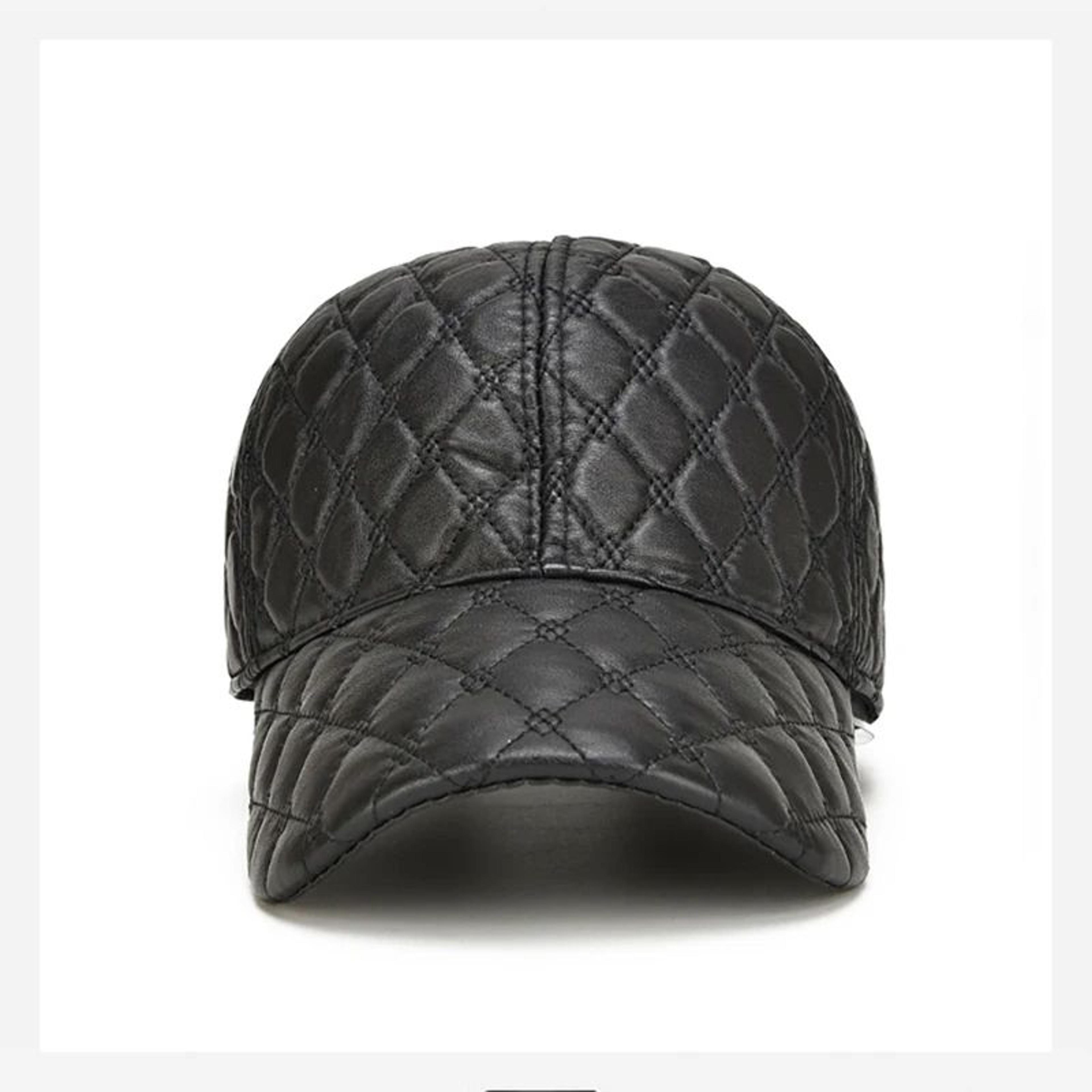 Premium Sheepskin Genuine Leather Baseball Cap  Classic Black Dad Hat For Men 1