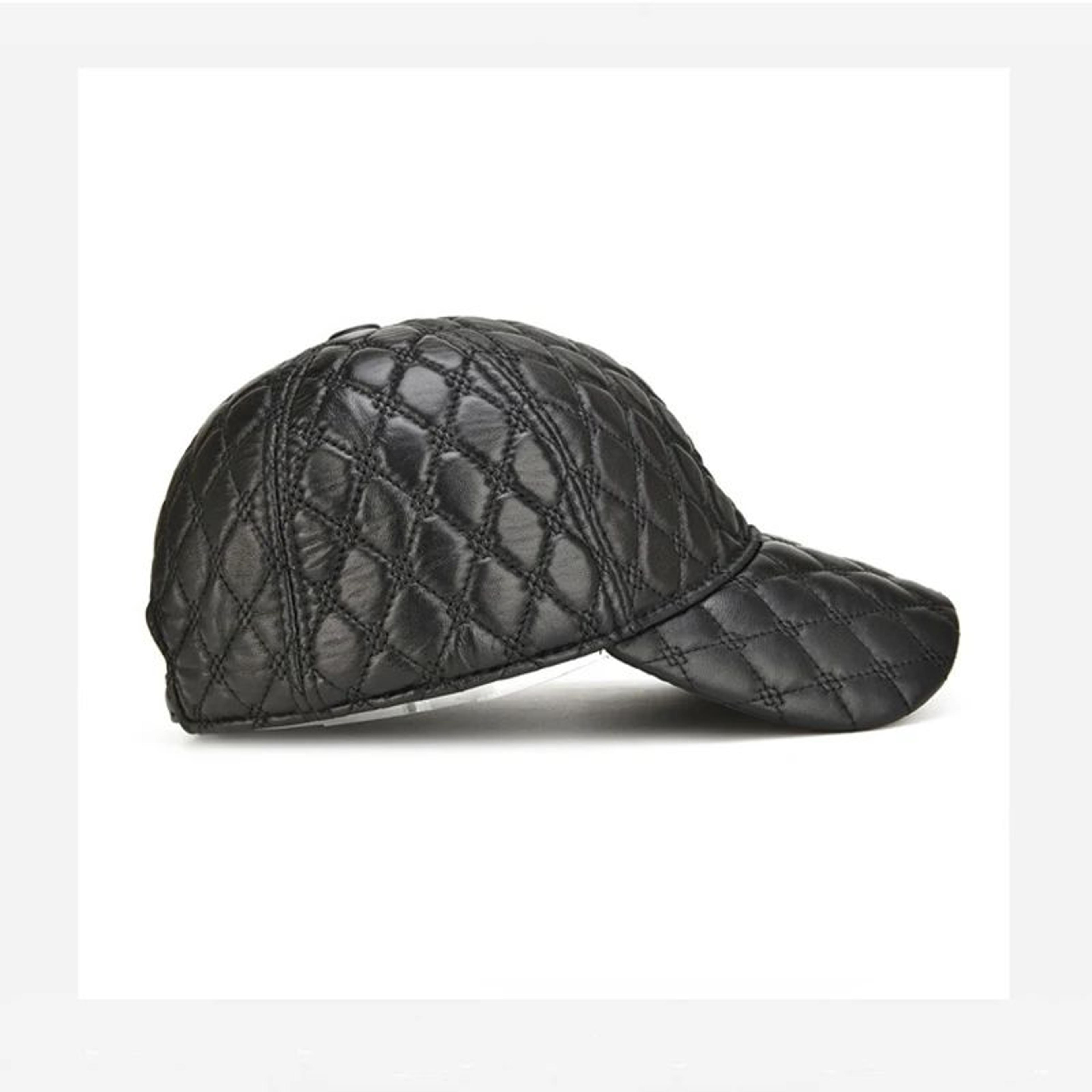Premium Sheepskin Genuine Leather Baseball Cap  Classic Black Dad Hat For Men 2