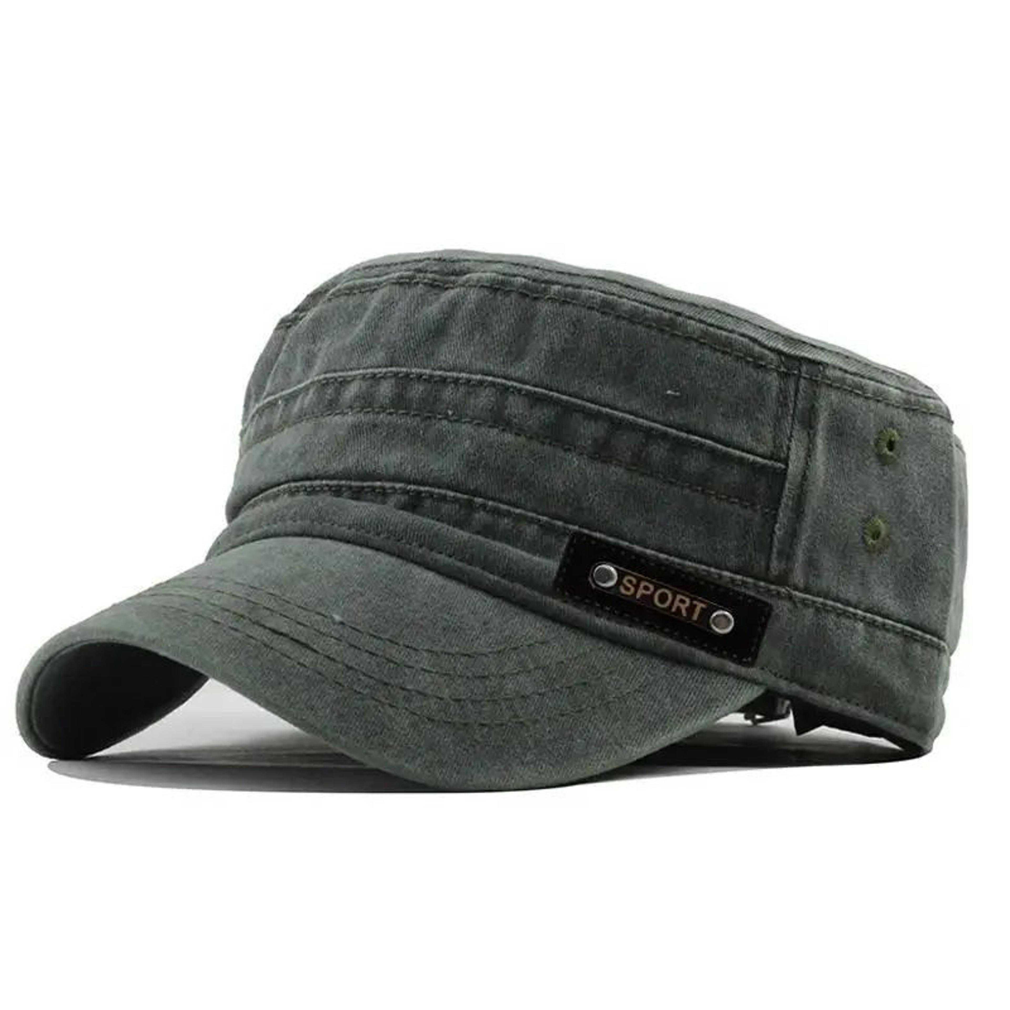 Mens Washed Cotton Military Cap  Flat Top Sun Protection Cadet Hat 6
