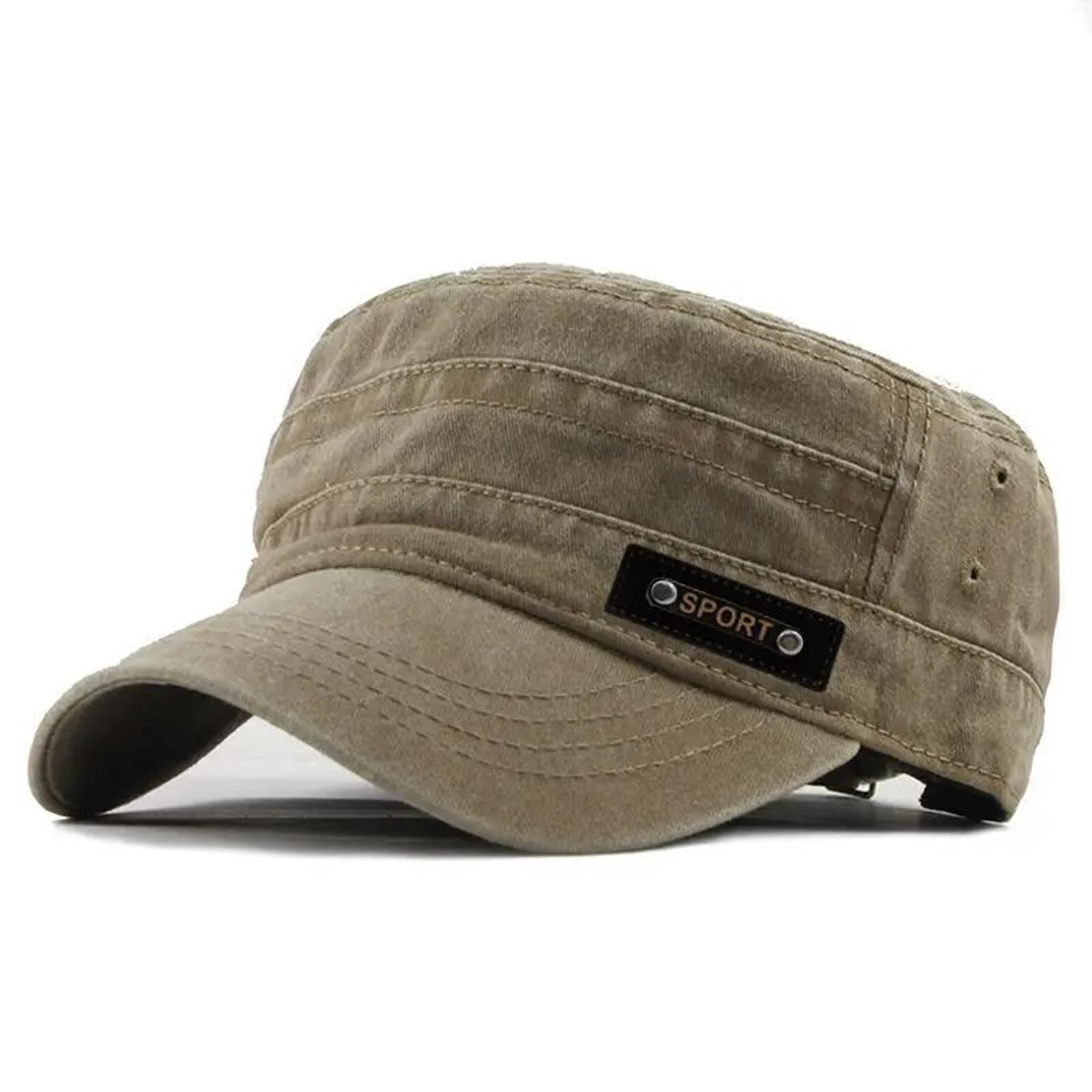 Mens Washed Cotton Military Cap  Flat Top Sun Protection Cadet Hat 10