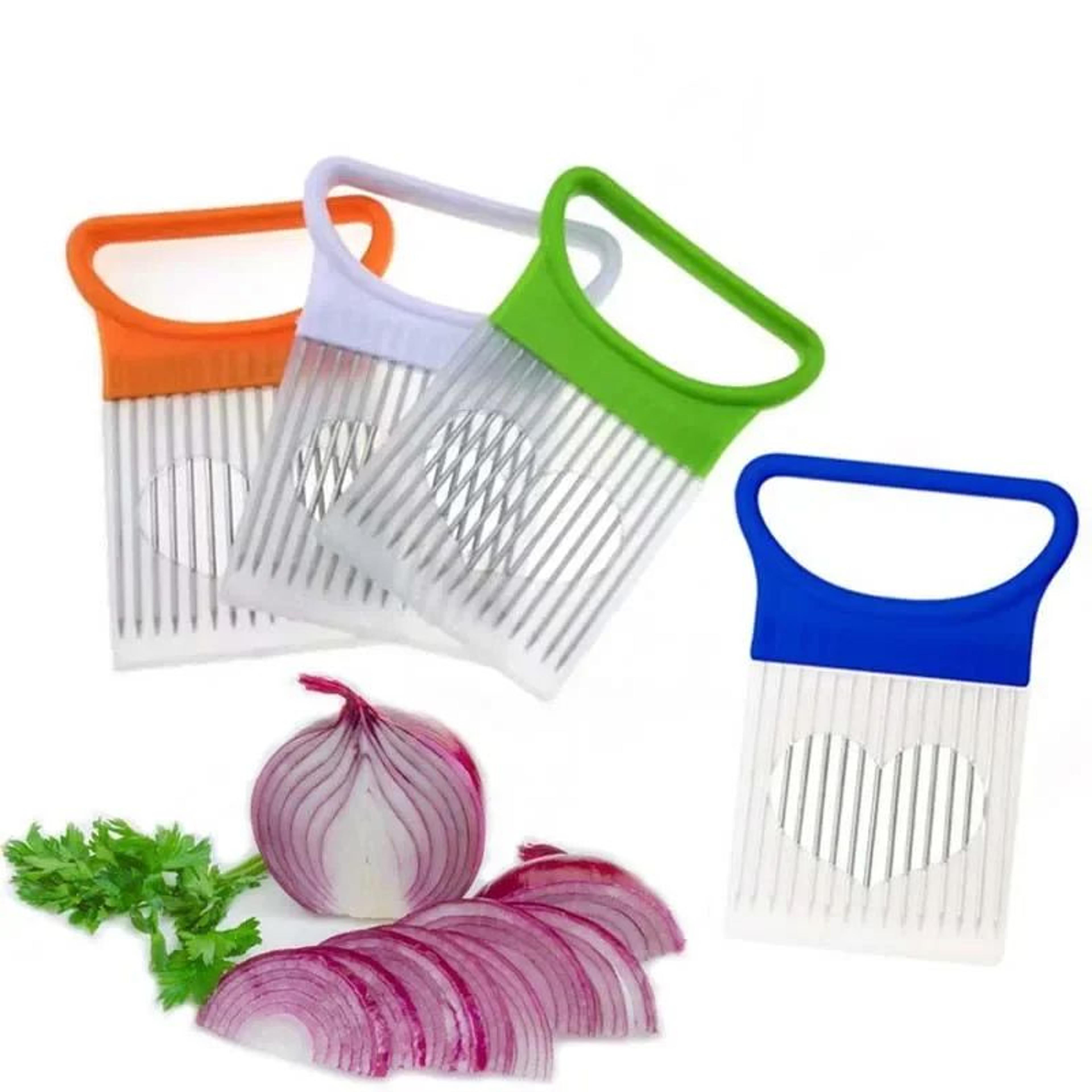 precisiongrip onion holder for slicing – stainless steel vegetable slicer guide for perfect cuts