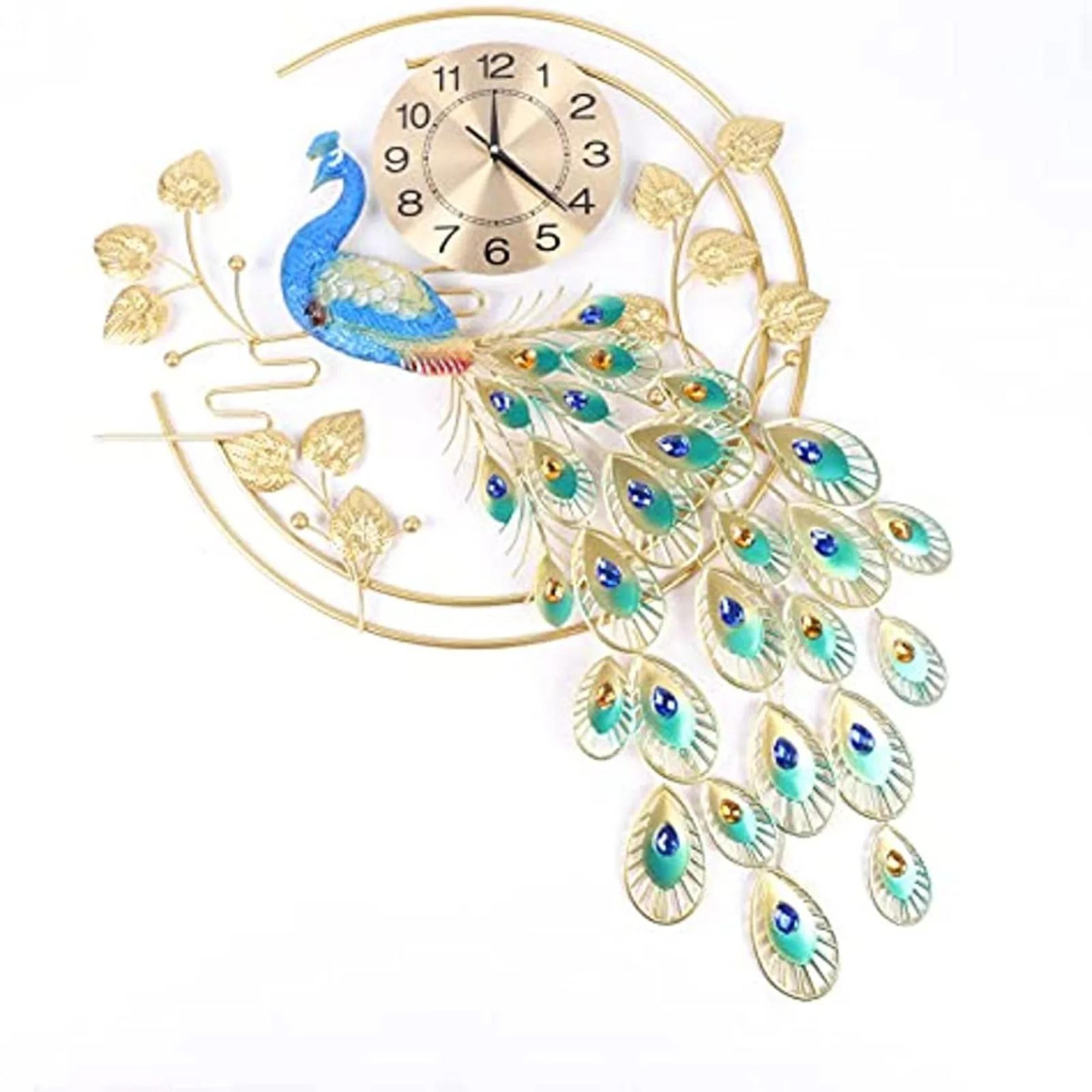 Modern Peacock Metal Wall Clock  Elegant Silent Wall Clock Decor 5