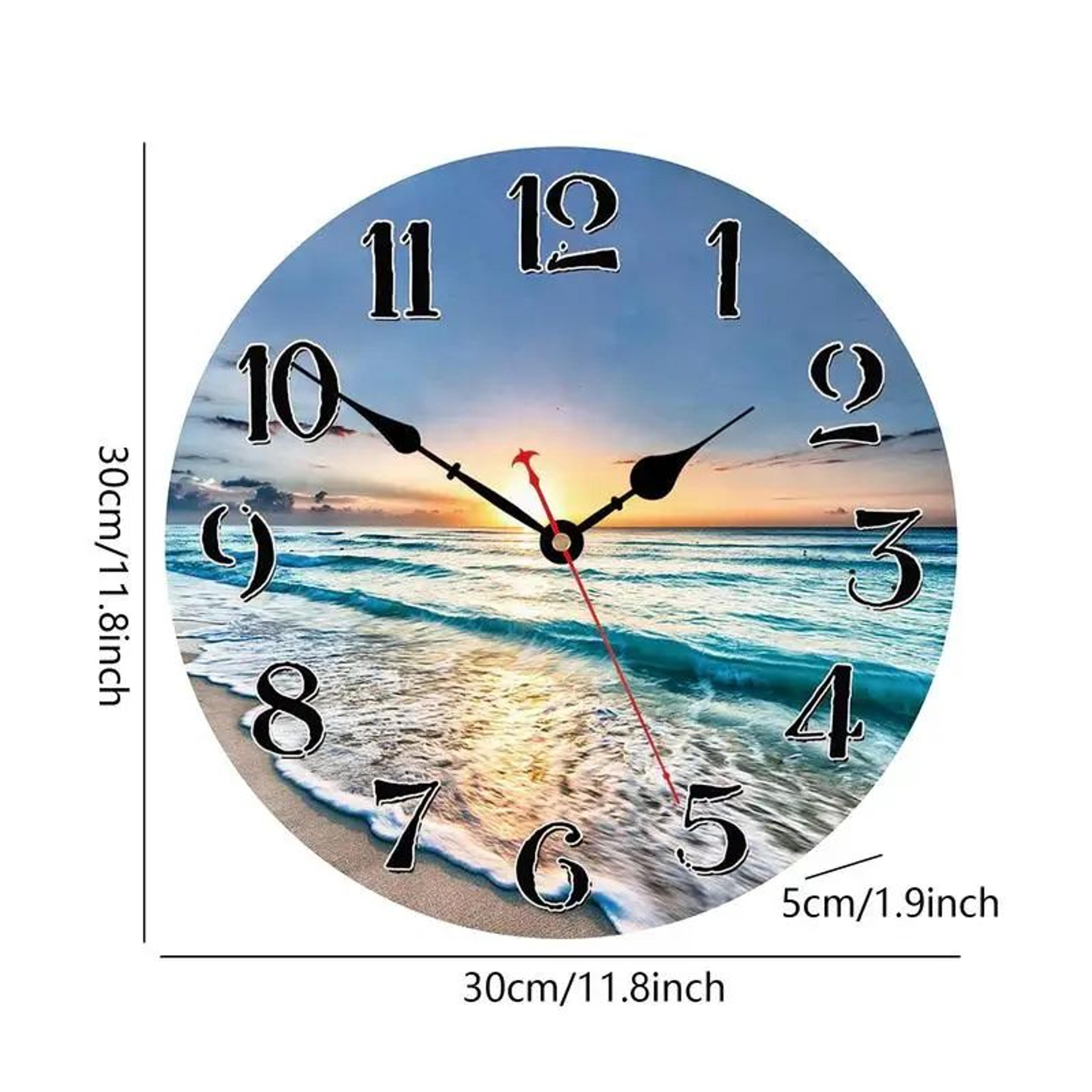Blue Coastal Wall Clock 10 Inch Silent Non Ticking Beach Decor Clock 1
