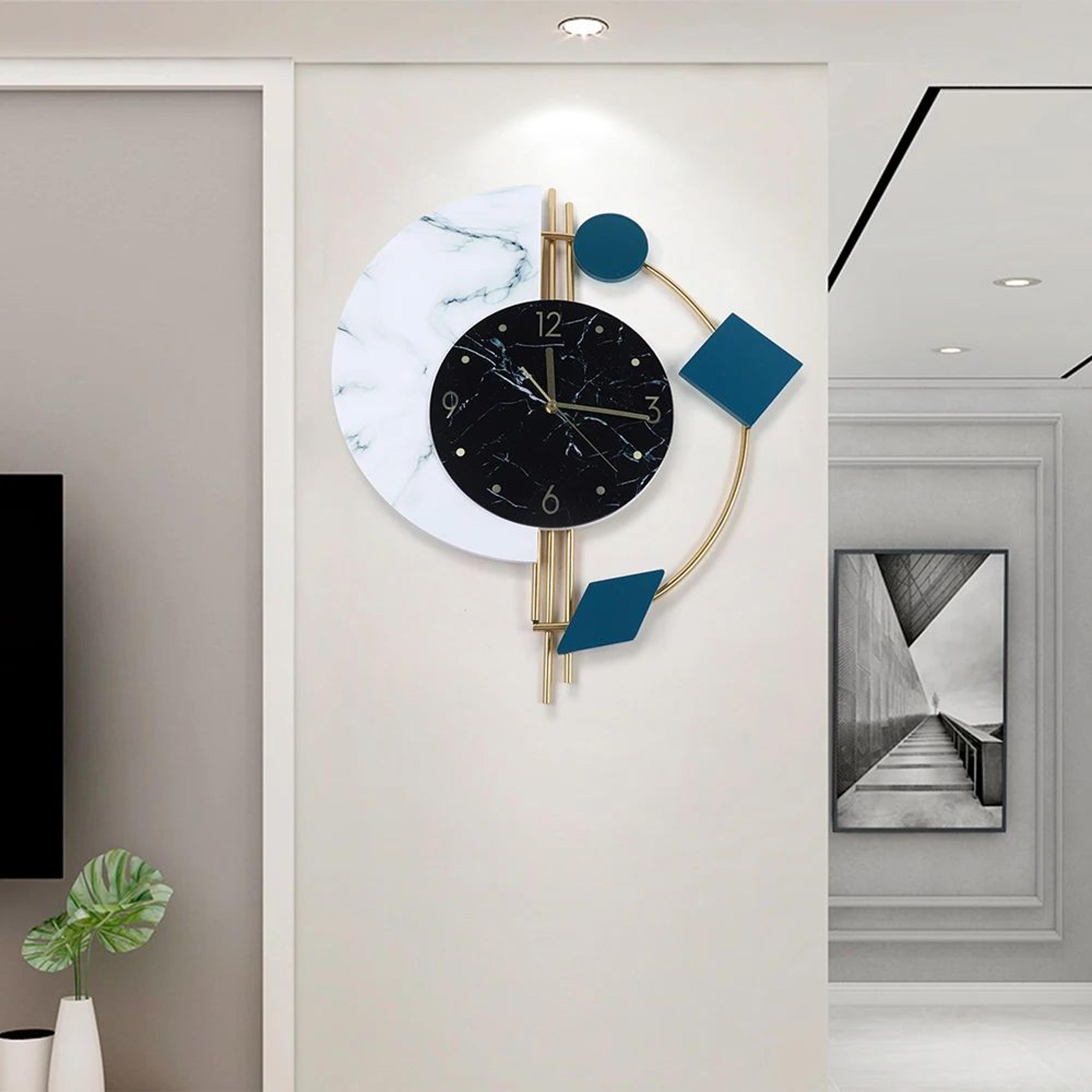 Modern Silent Wall Clock  Creative Semicircle Marble Wall Clock For Elegant Home Decor 2