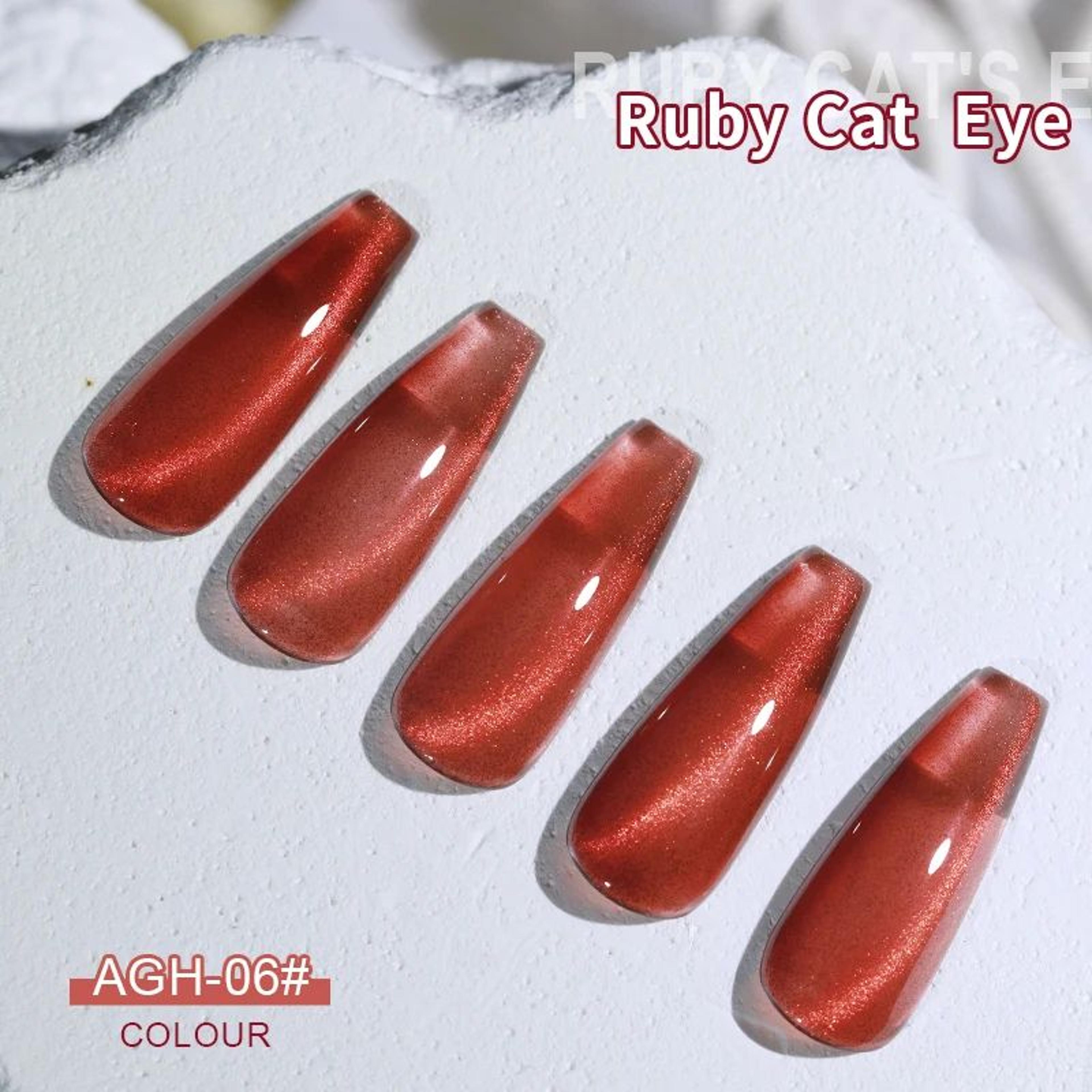 Cherry Ruby Magnetic Cat Eye Gel Nail Polish  15ml Chameleon Red UVLED Manicure Gel 12