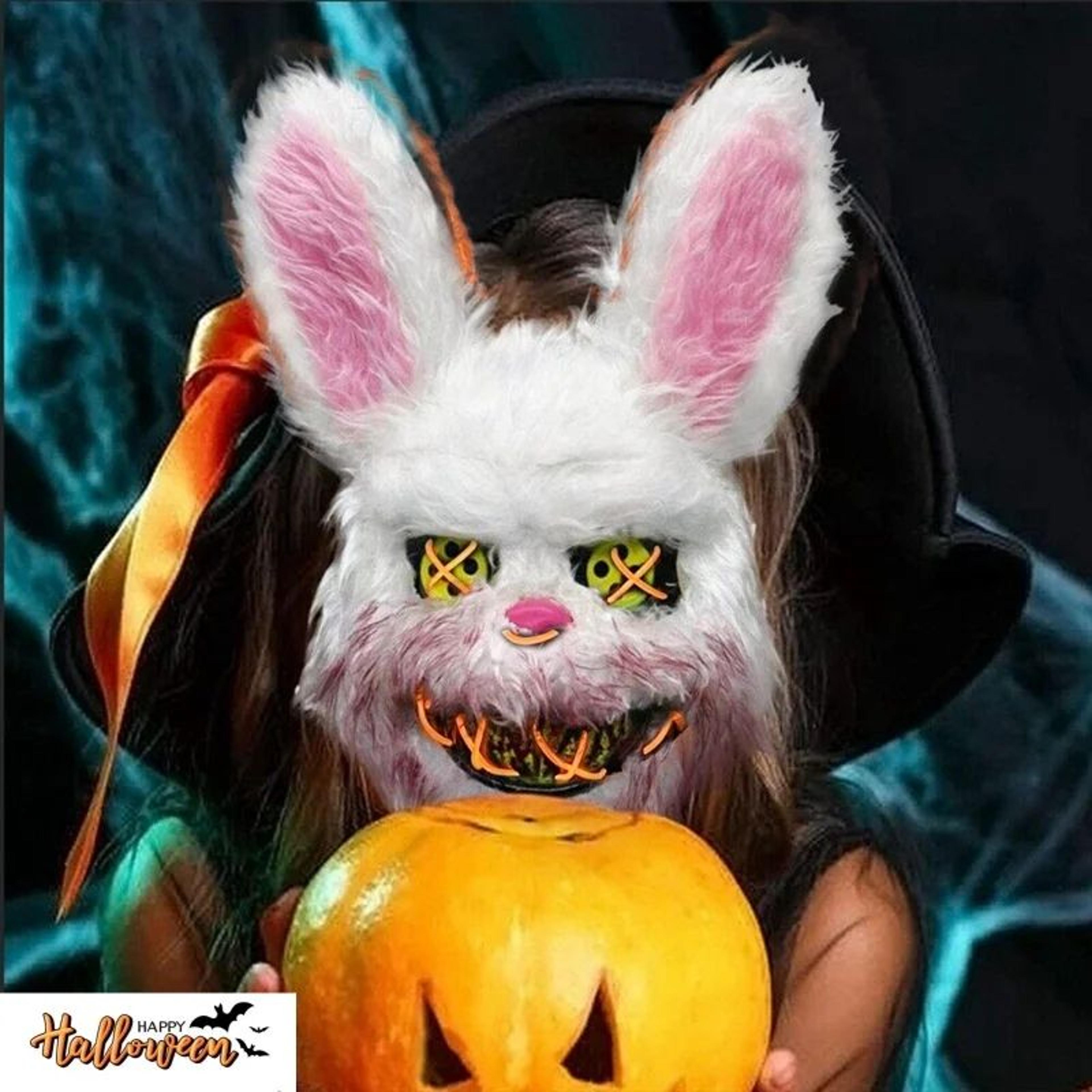 LED Bloody Rabbit Glow Mask  Horror Cosplay Light Up Halloween Mask 2