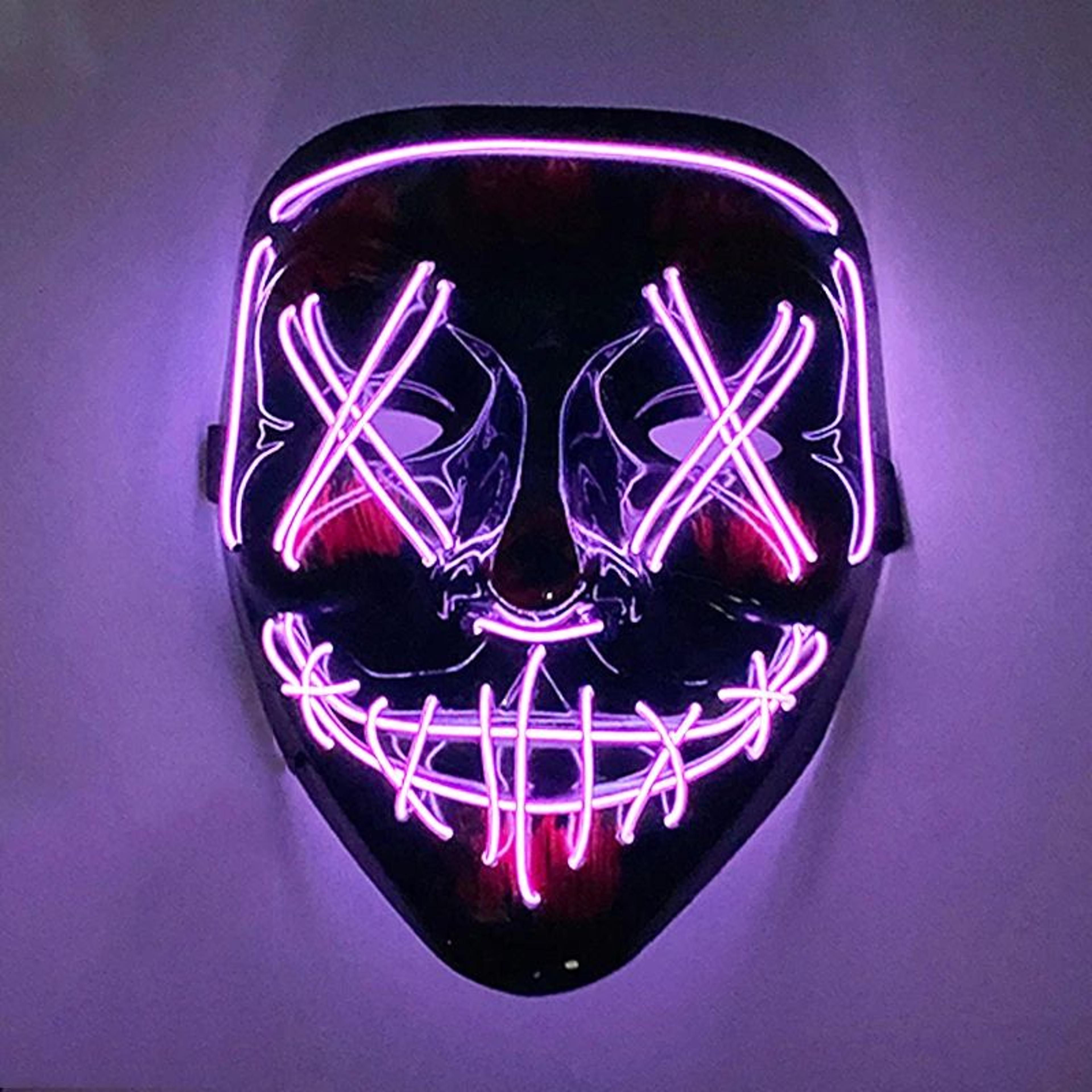 Neon Glow LED Purge Mask  Wireless Light Up Halloween Cosplay Mask 10