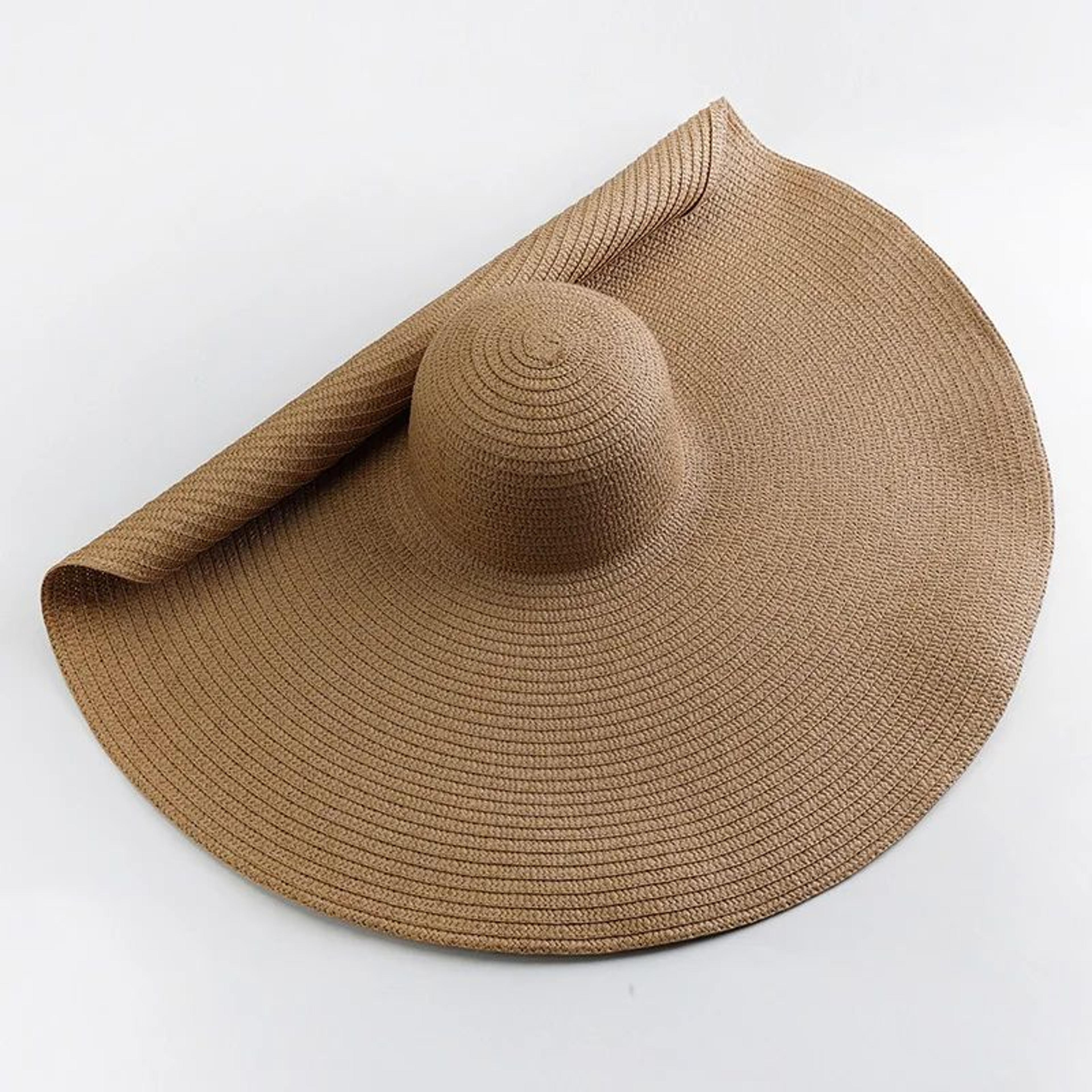 Oversized 70cm Wide Brim Beach Sun Hat  Foldable UV Protection Straw Hat For Women 6
