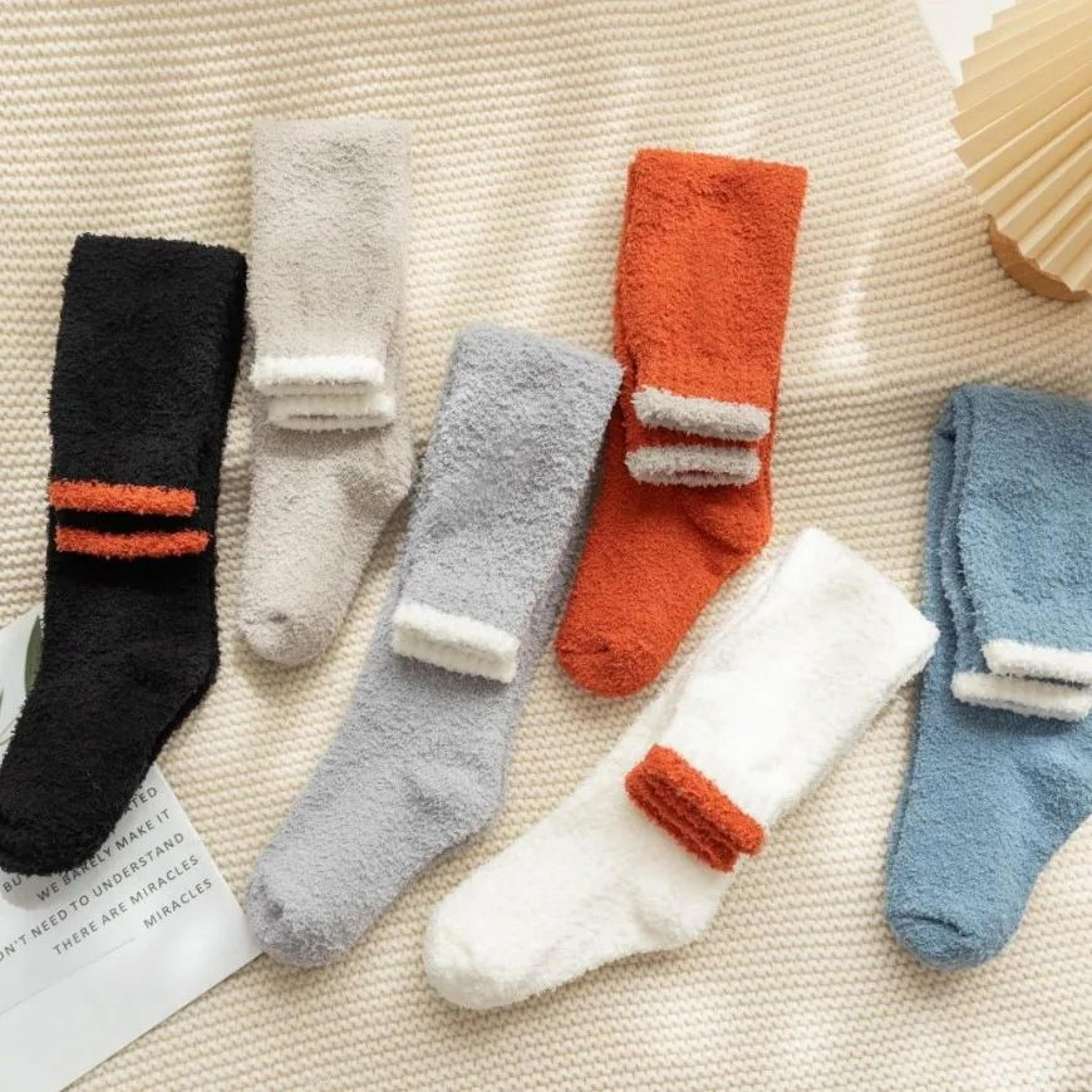 CozyCloud Coral Fleece Thigh High Socks For Women  Plush Over Knee Winter Lounge Socks 5