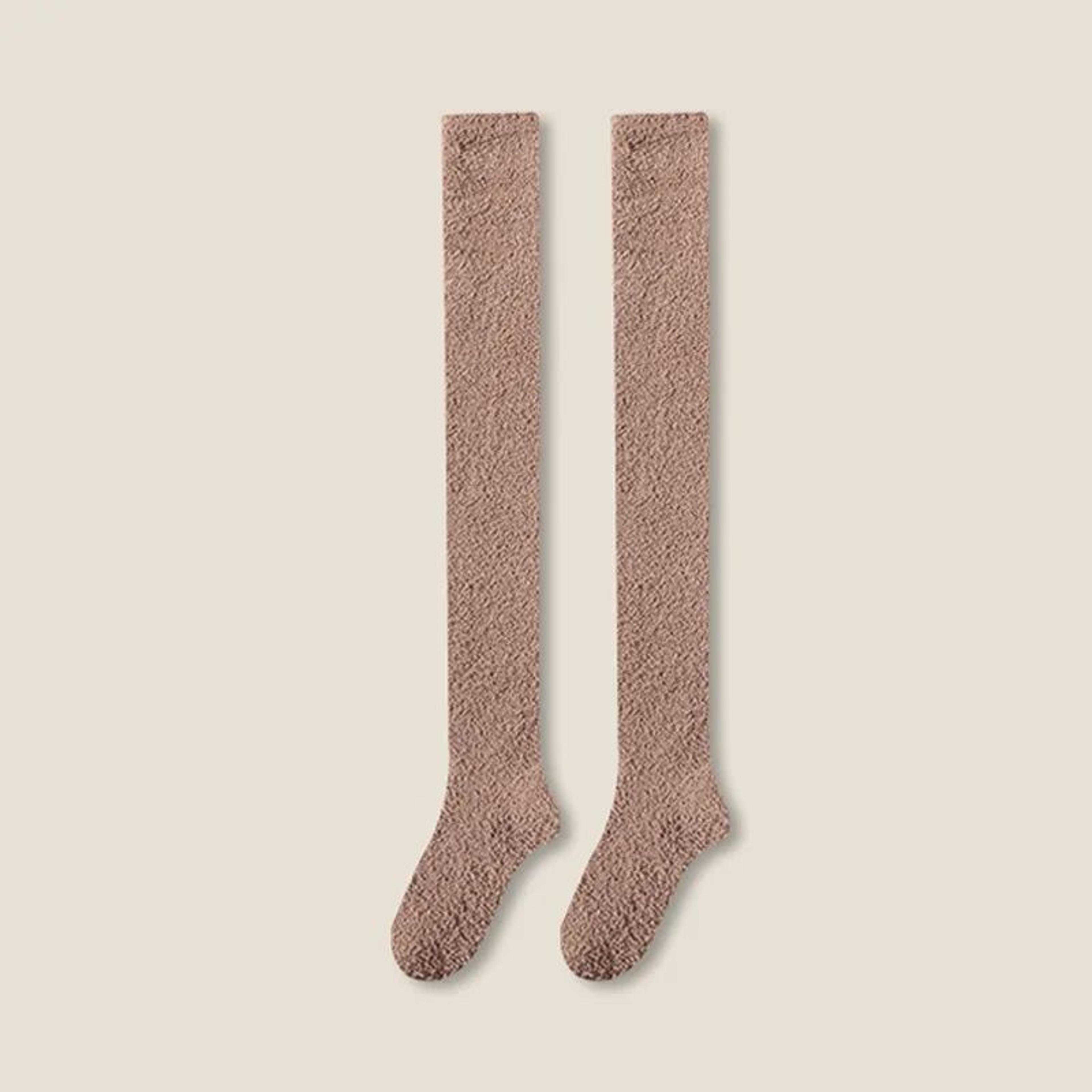 CozyCloud Coral Fleece Thigh High Socks For Women  Plush Over Knee Winter Lounge Socks 7