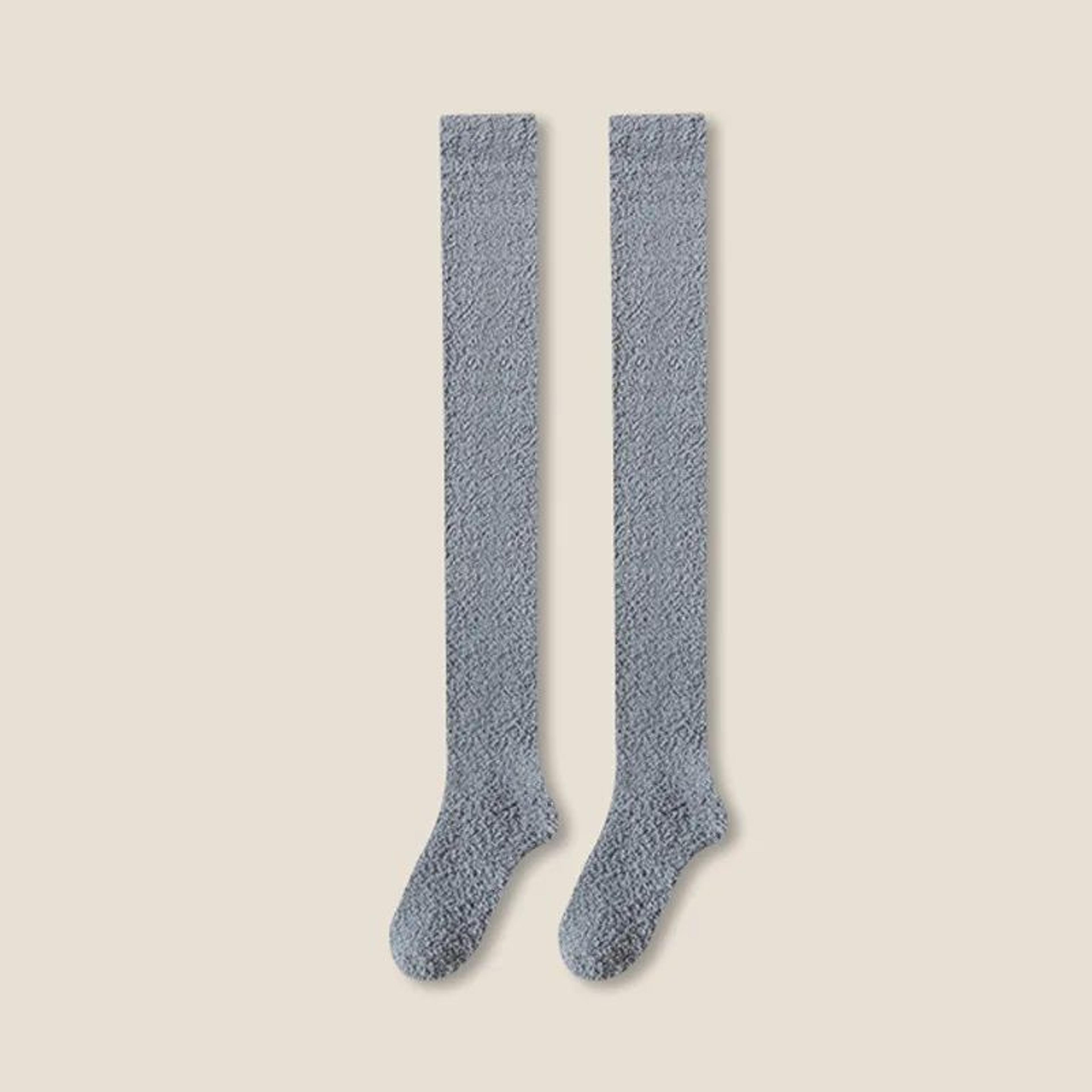 CozyCloud Coral Fleece Thigh High Socks For Women  Plush Over Knee Winter Lounge Socks 8