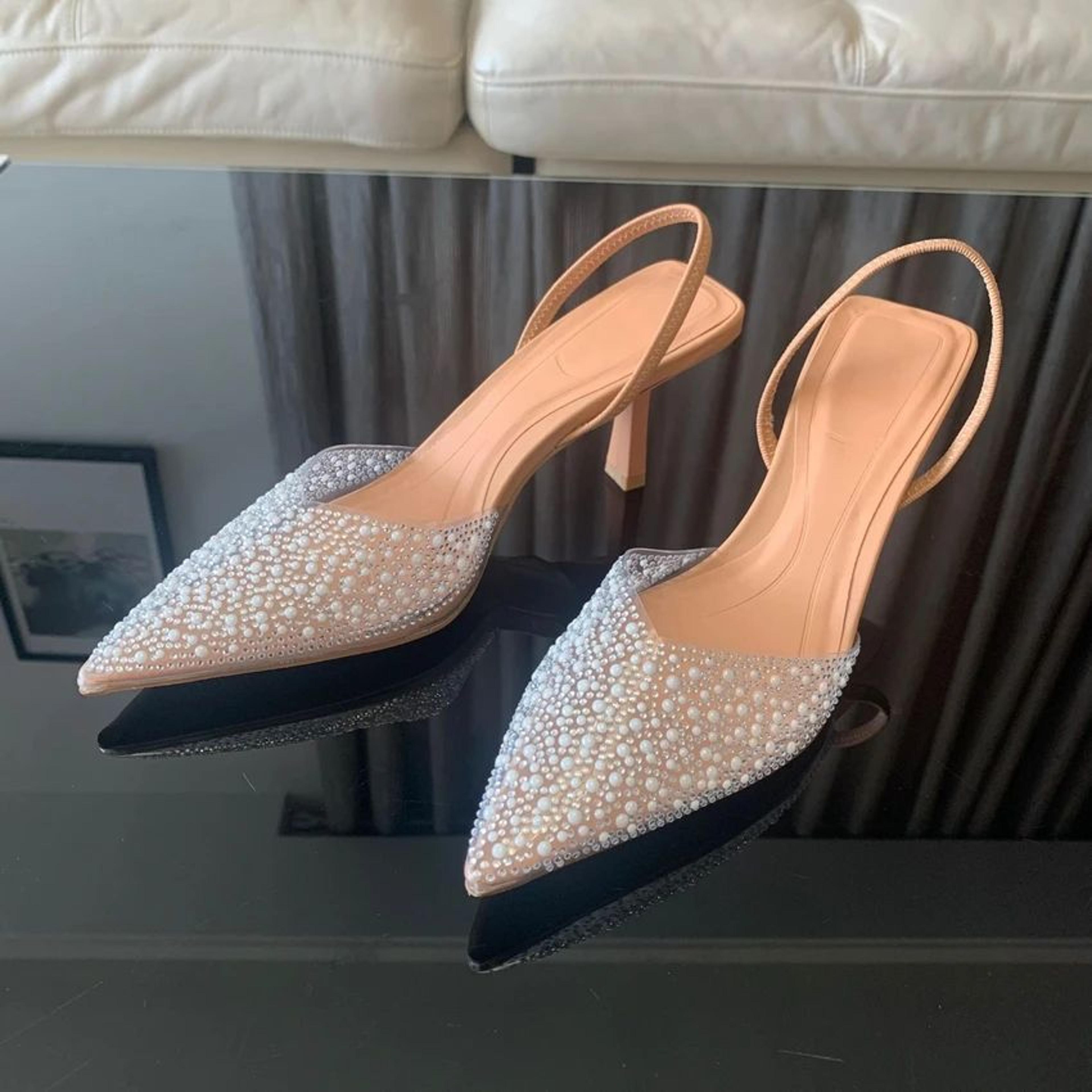 Pearl Slingback Heels For Women  Elegant Pointed Toe Pumps 3