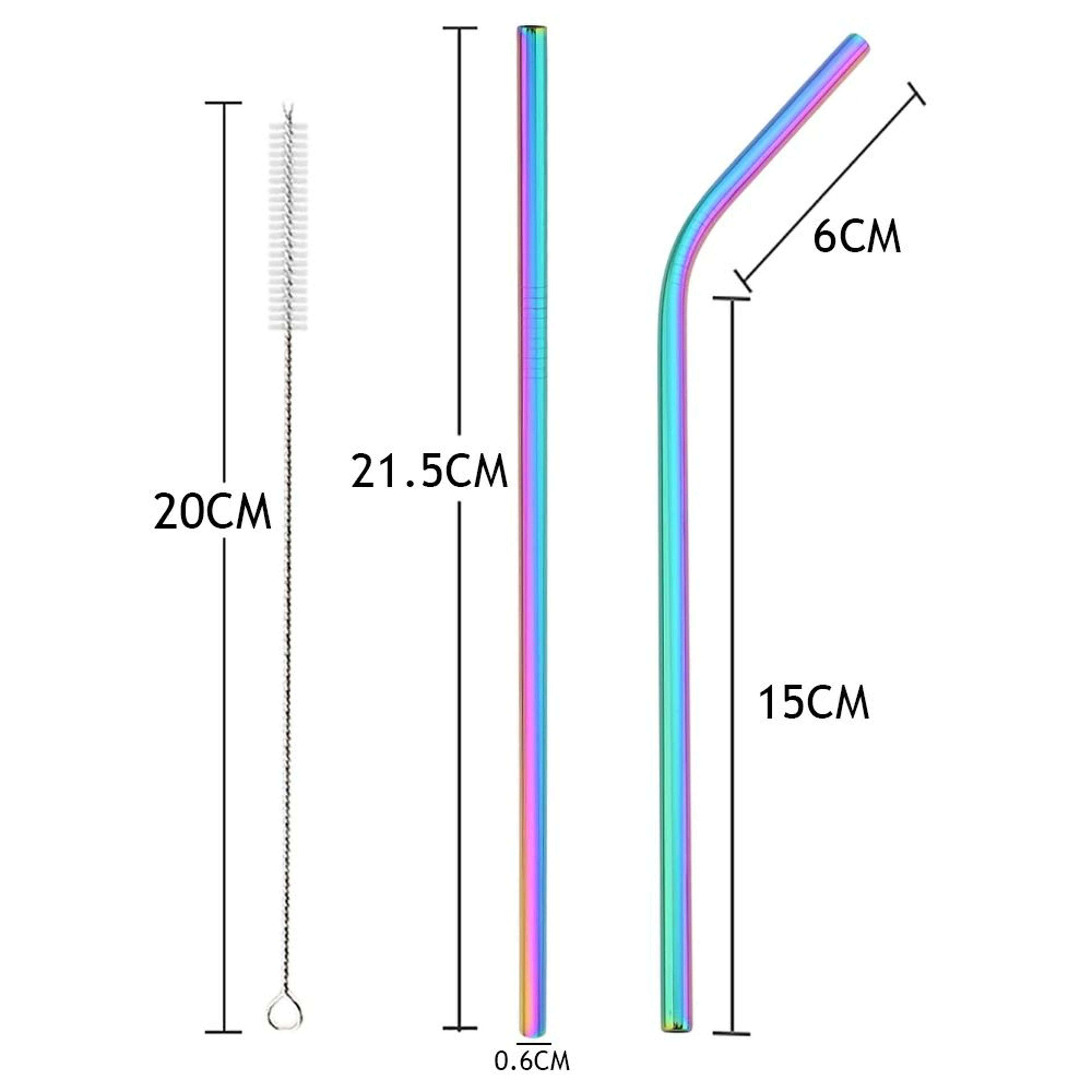 Rainbow Reusable Metal Straws Set With Cleaning Brush  Premium Stainless Steel Drinking Straws For  5