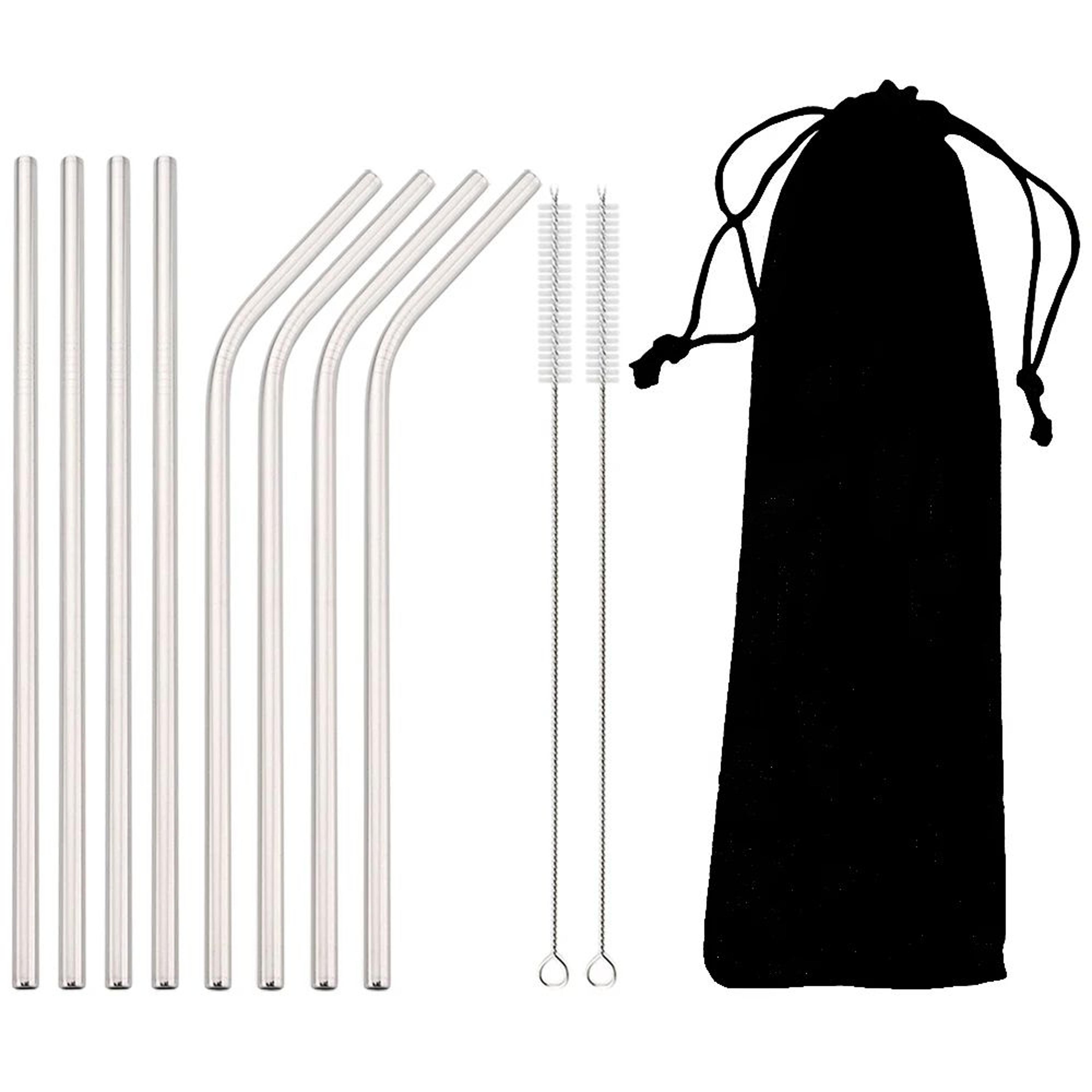Rainbow Reusable Metal Straws Set With Cleaning Brush  Premium Stainless Steel Drinking Straws For  7