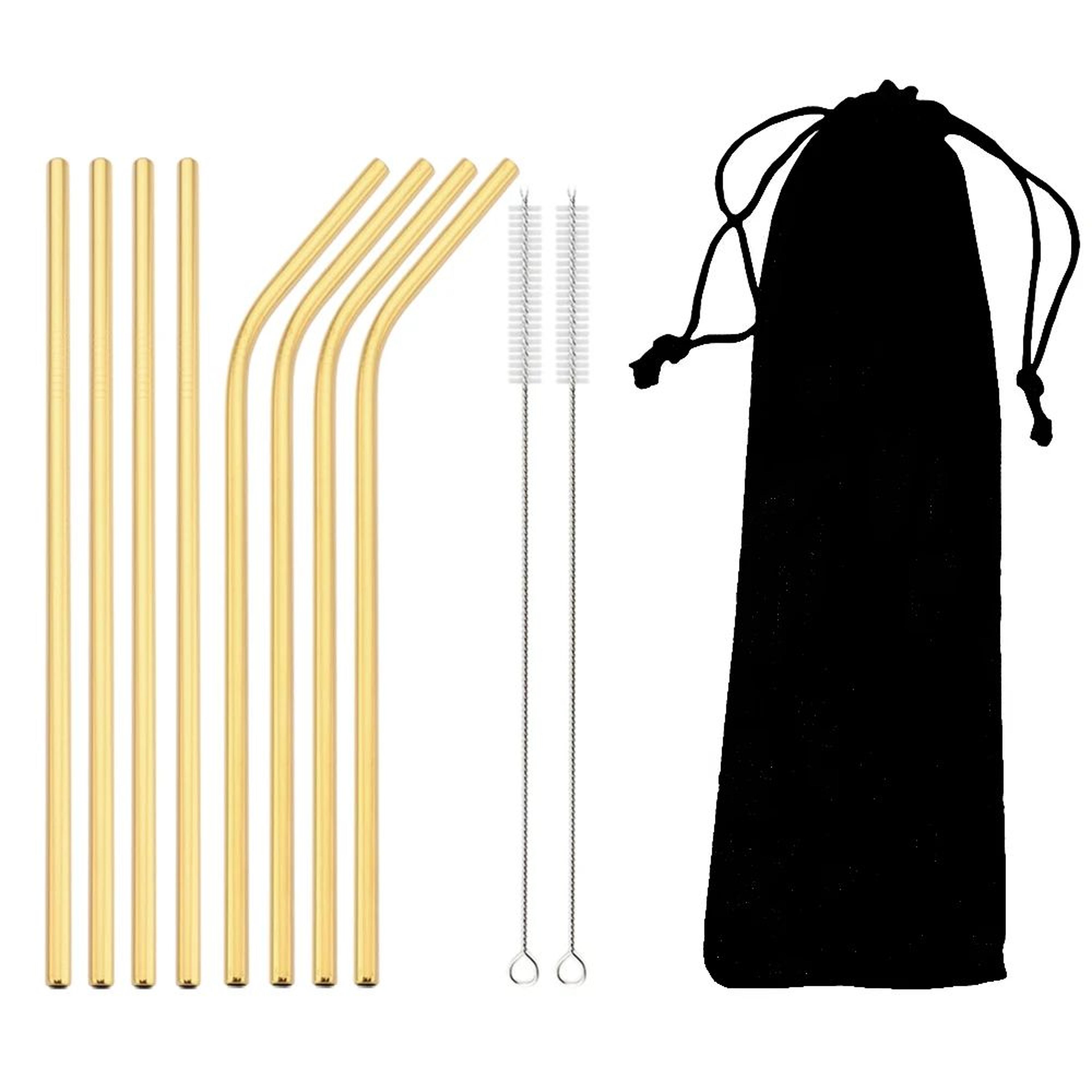 Rainbow Reusable Metal Straws Set With Cleaning Brush  Premium Stainless Steel Drinking Straws For  8