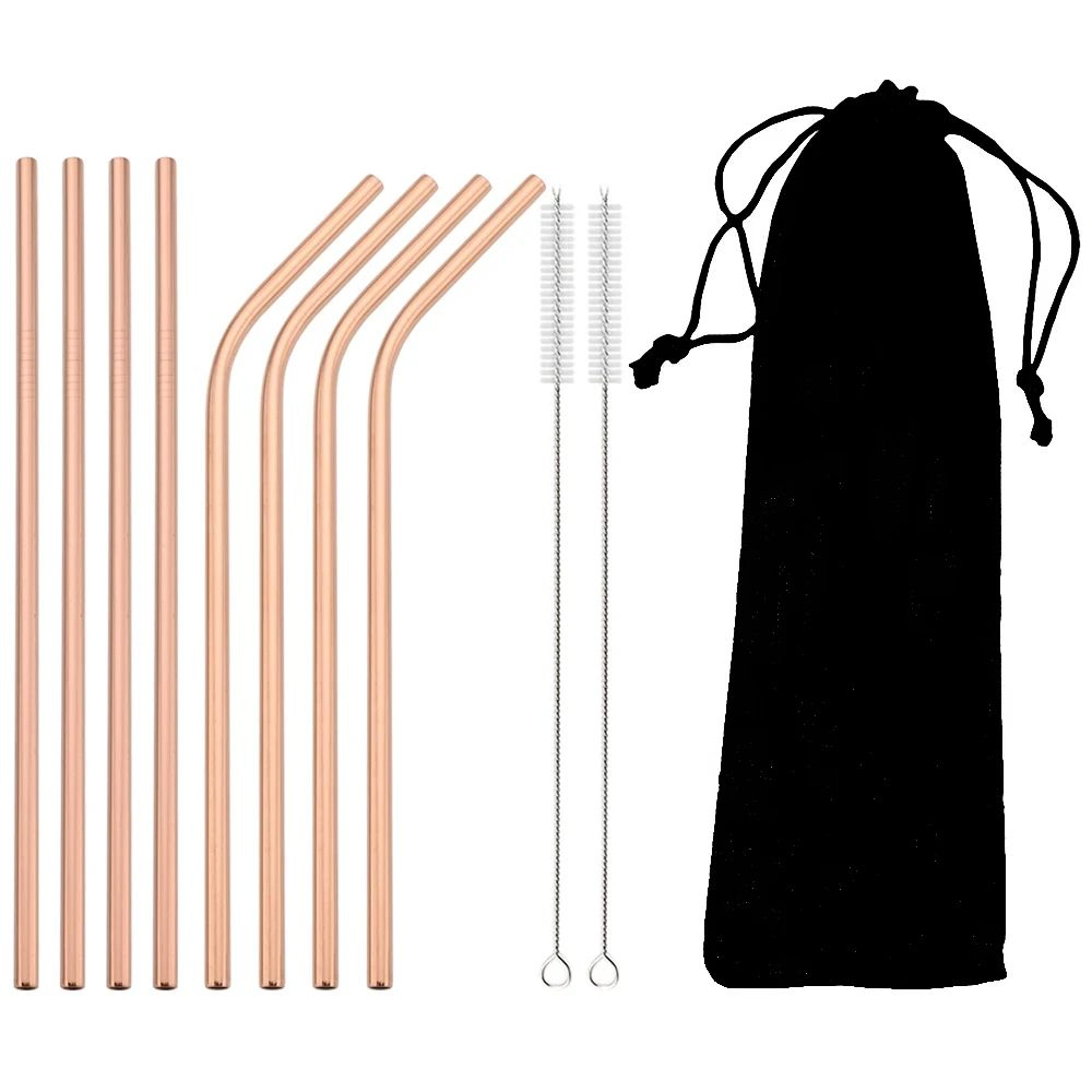 Rainbow Reusable Metal Straws Set With Cleaning Brush  Premium Stainless Steel Drinking Straws For  9
