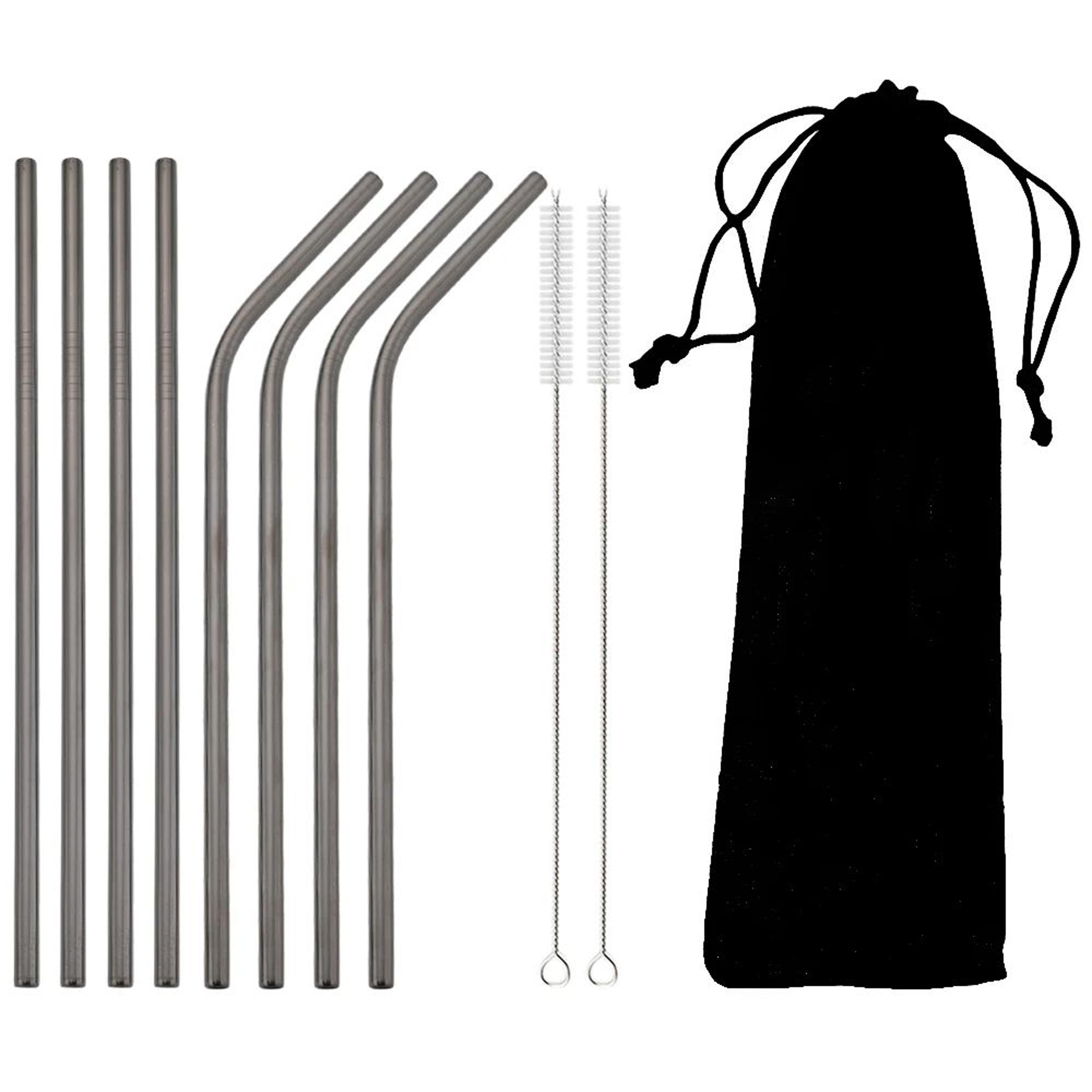 Rainbow Reusable Metal Straws Set With Cleaning Brush  Premium Stainless Steel Drinking Straws For  10