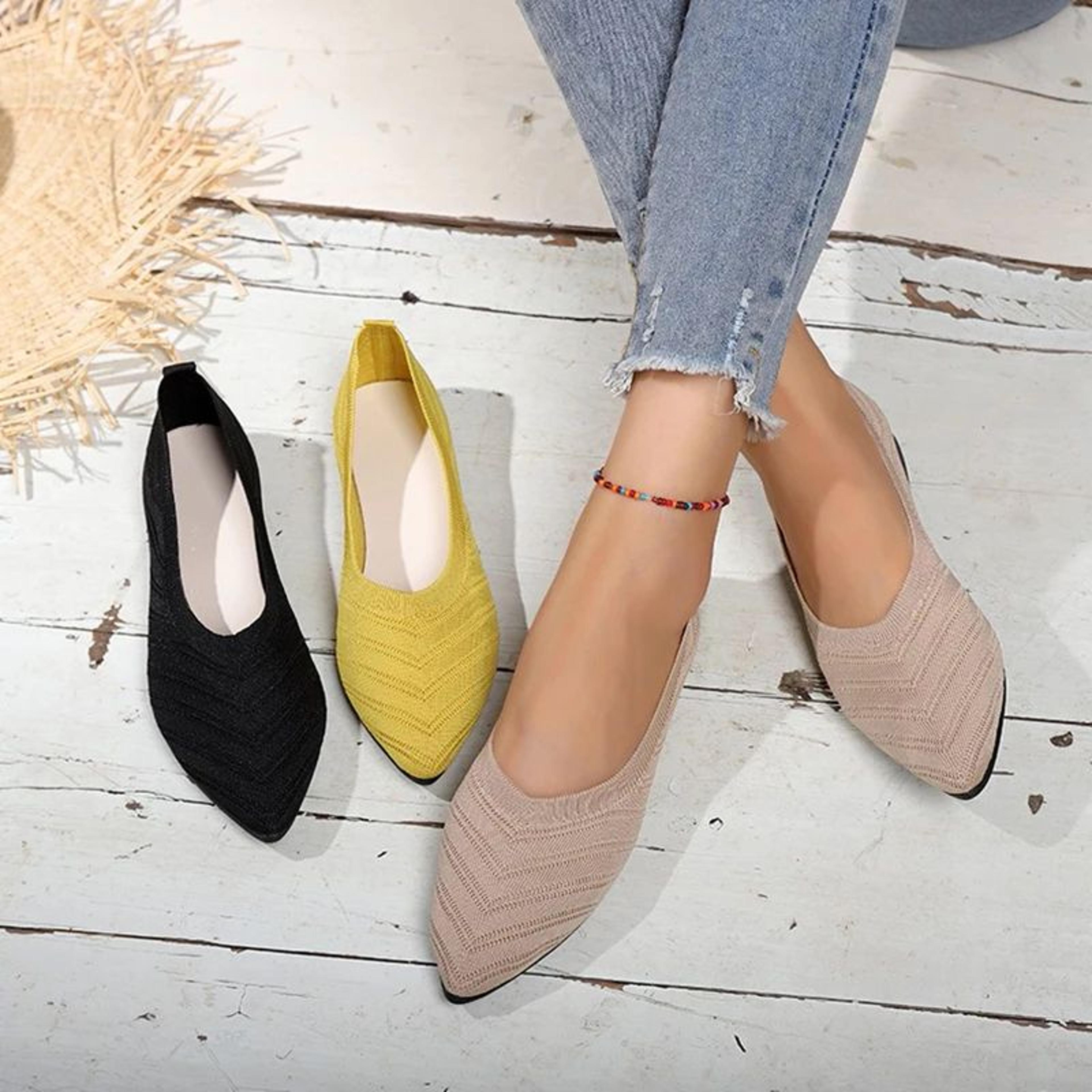 Elegant Knit Comfort Womens Pointed Toe Flats  Breathable SlipOn Ballet Loafers 1